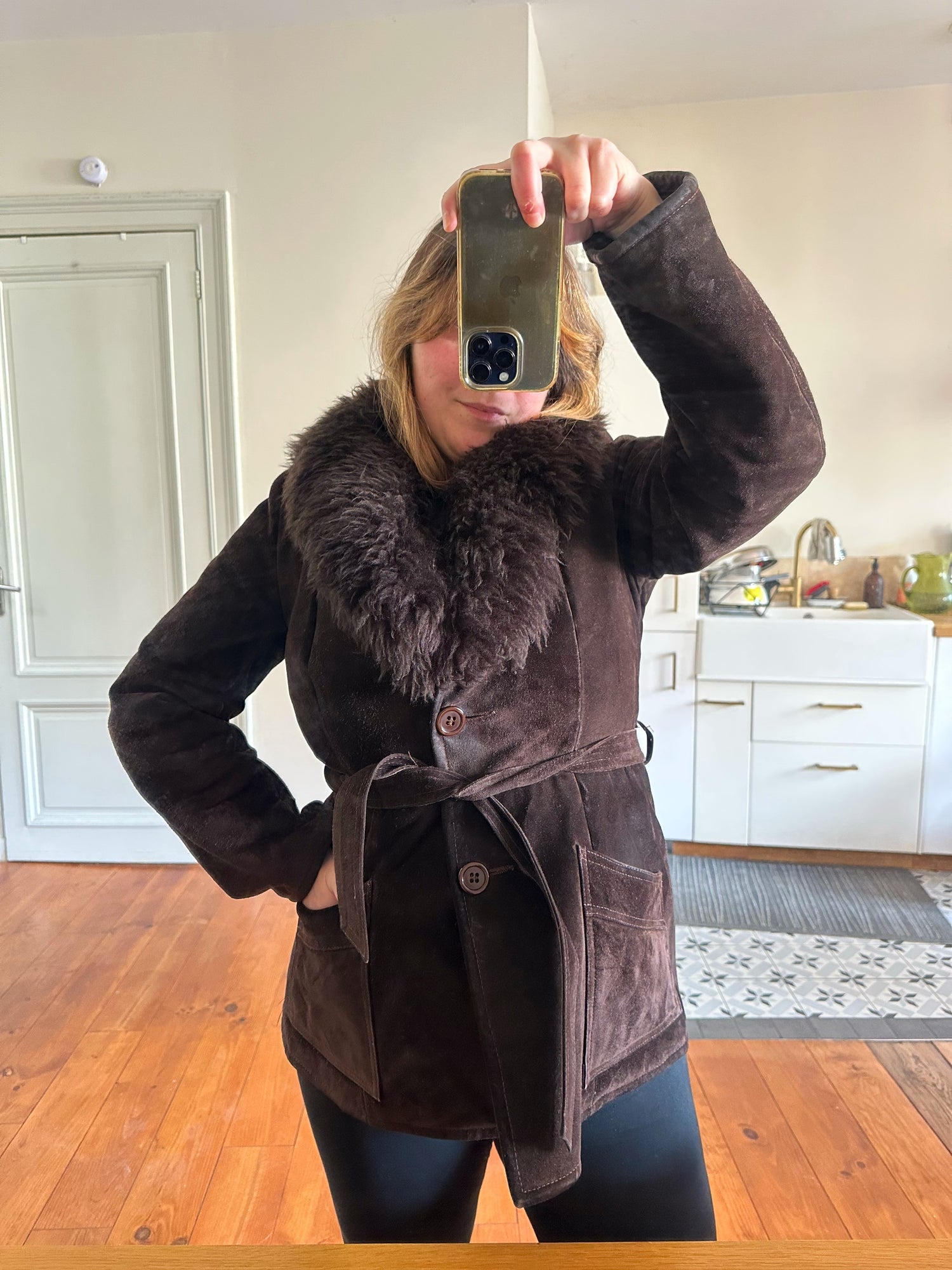 Saharienne en peau lainée