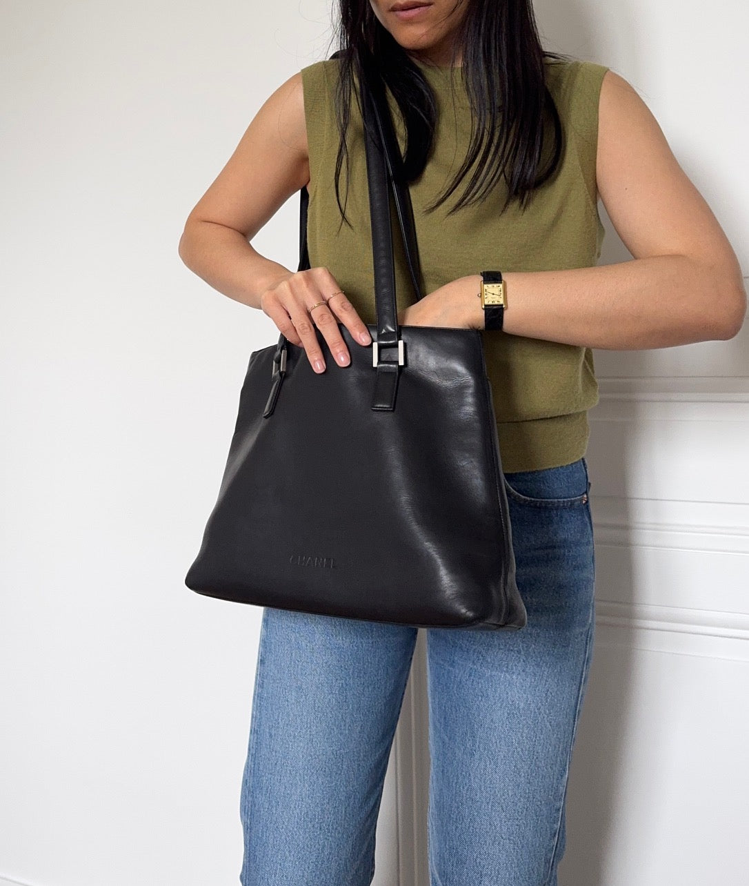 Sac cabas en cuir lisse Chanel