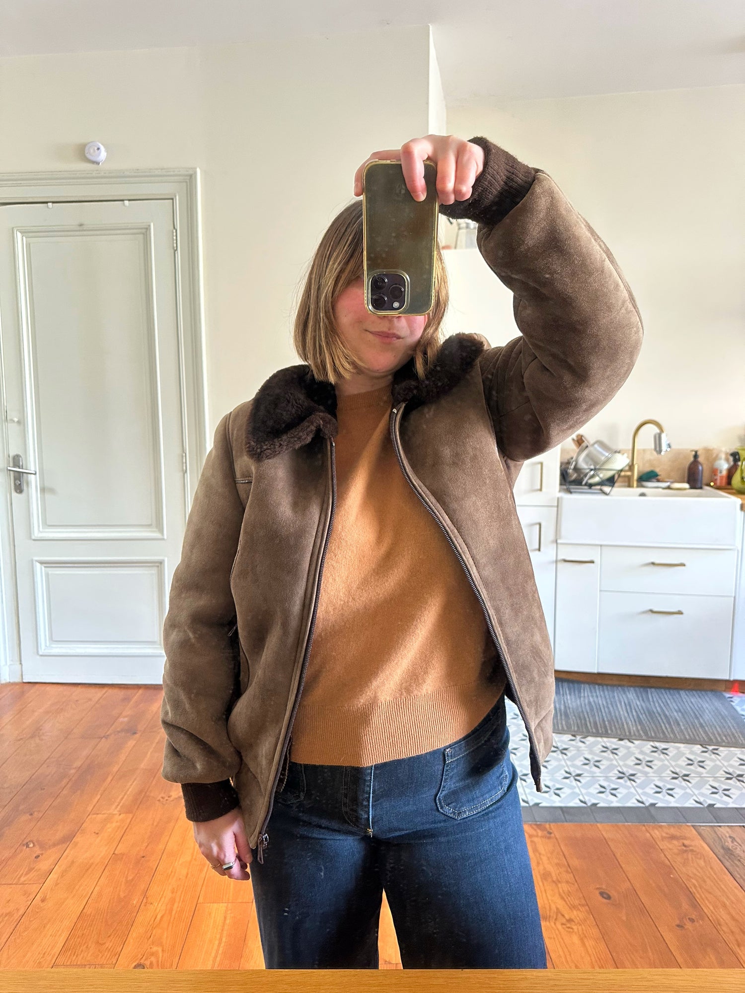 Blouson peau lainée