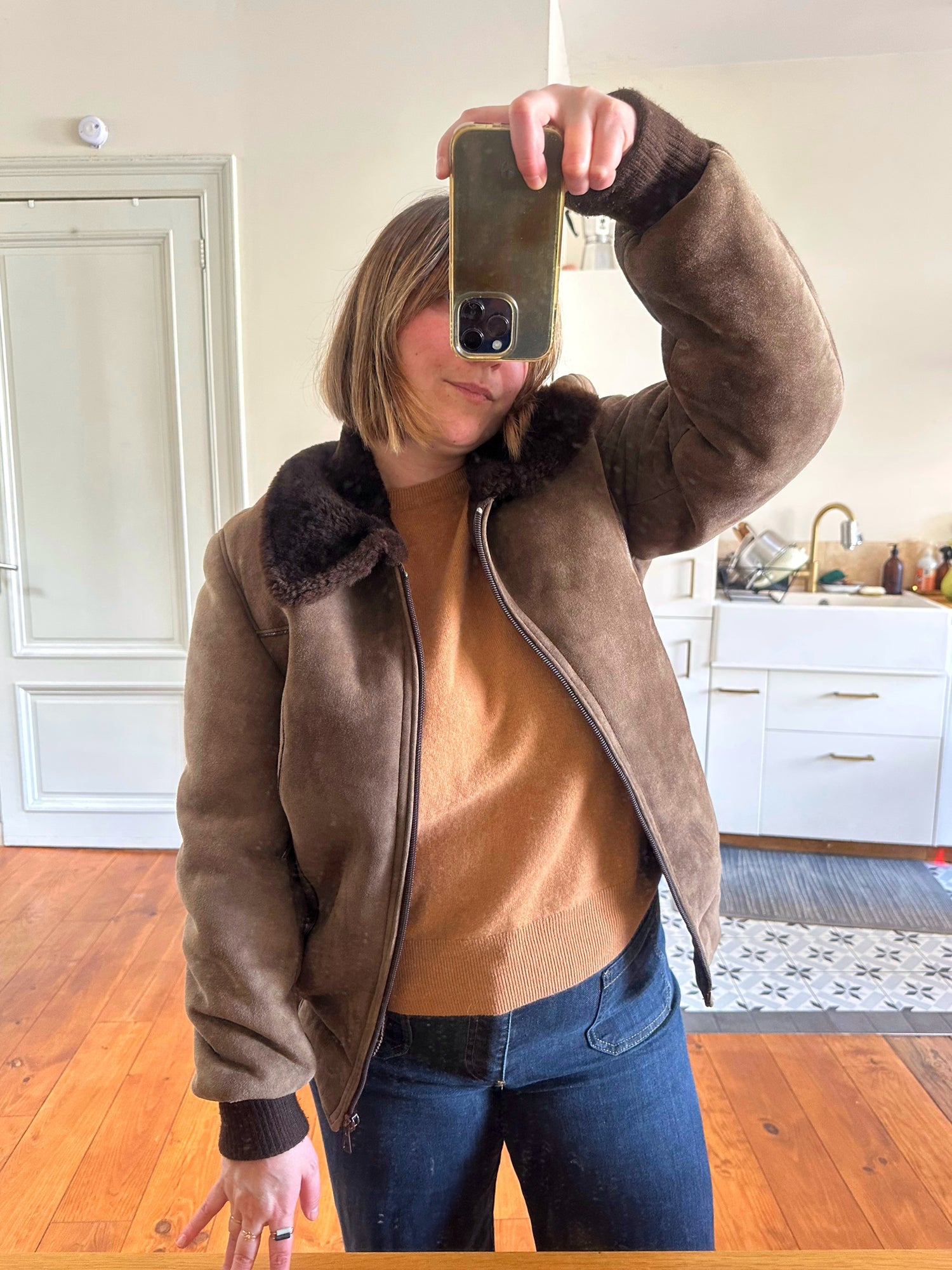 Blouson peau lainée