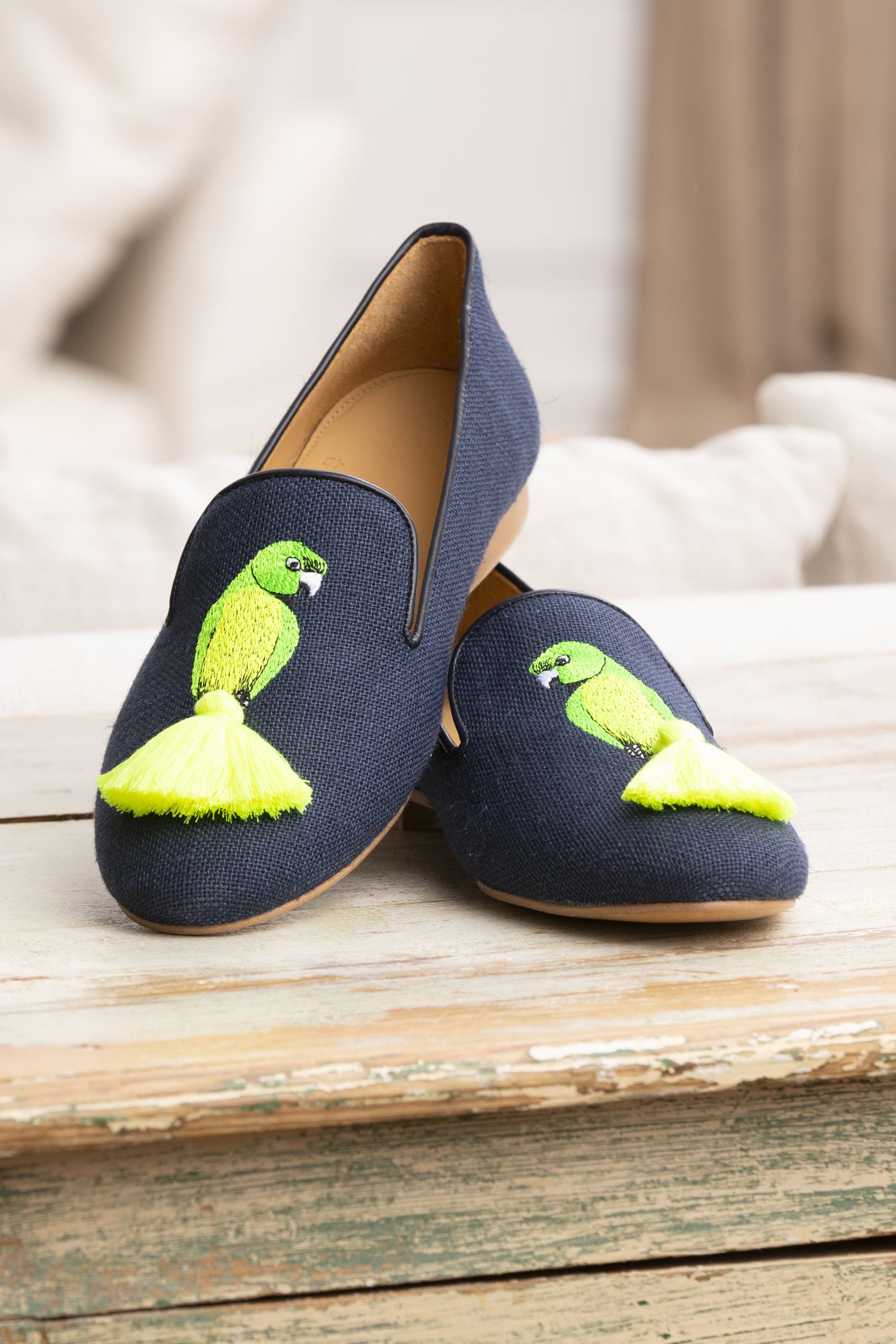 Green Parrots Slippers X Giampiero Celäni