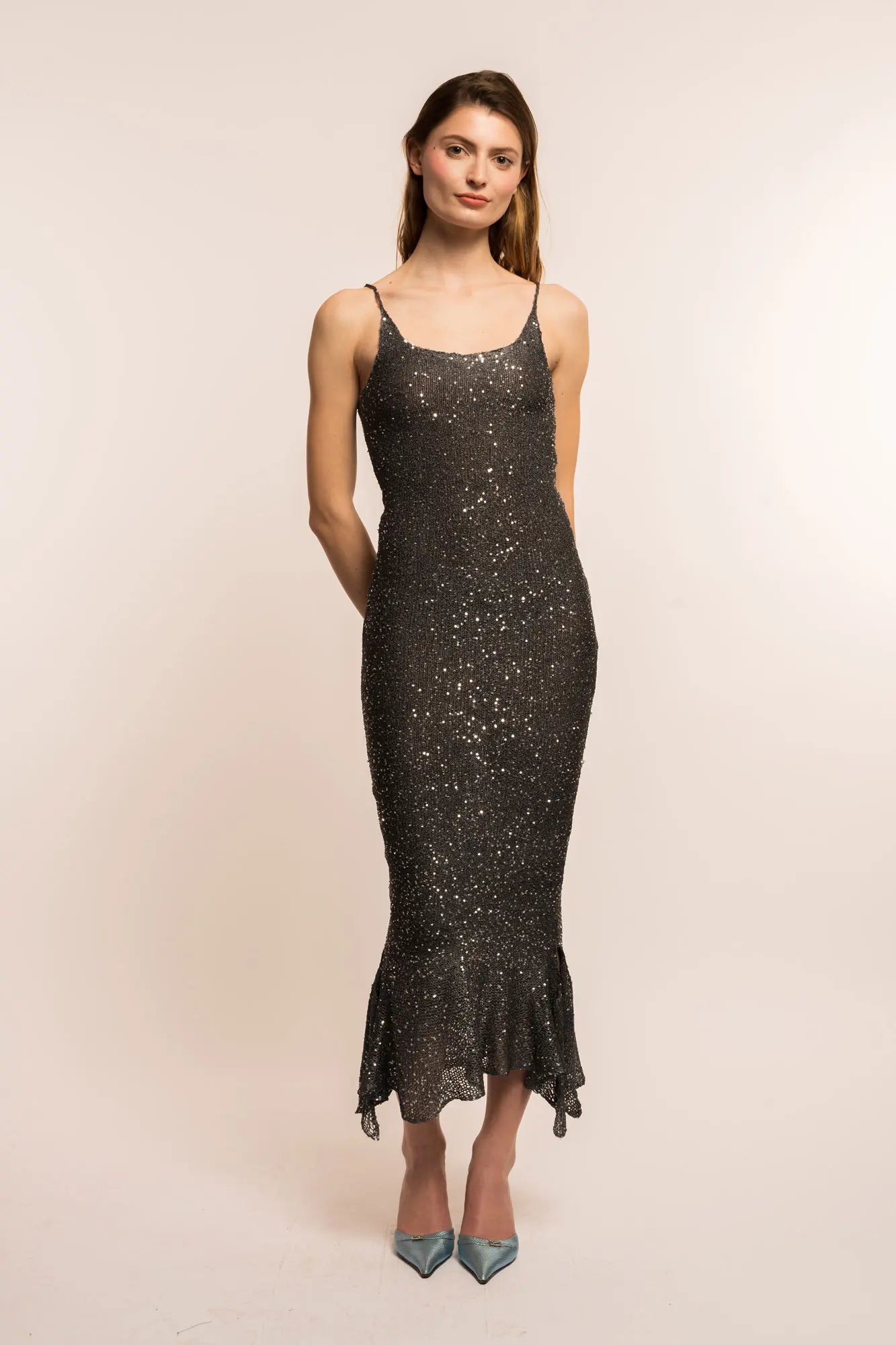 Longue Robe Sirène Argentée Tristana