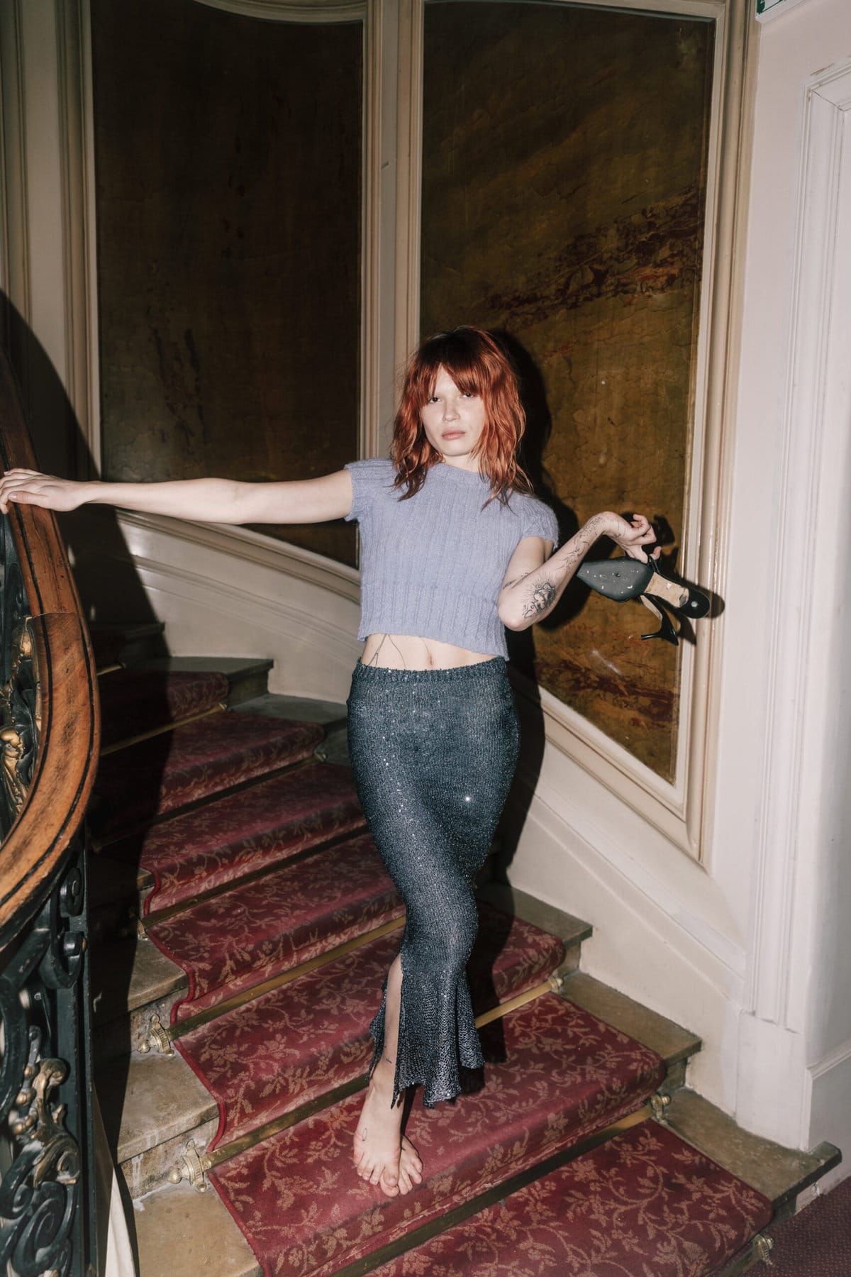 Longue Jupe Sirène Argentée