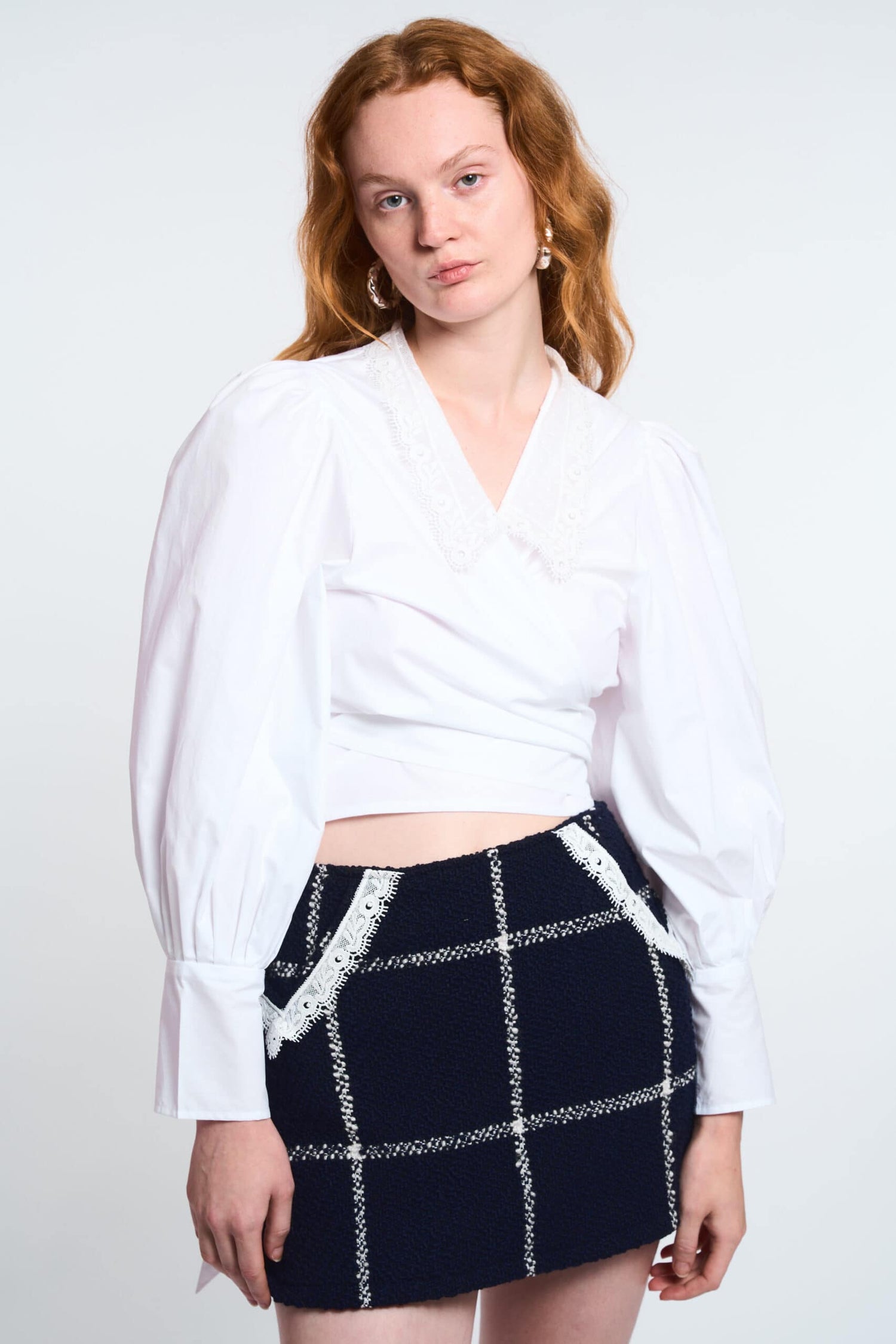 Blouse Julie En Coton Blanc Et Dentelle