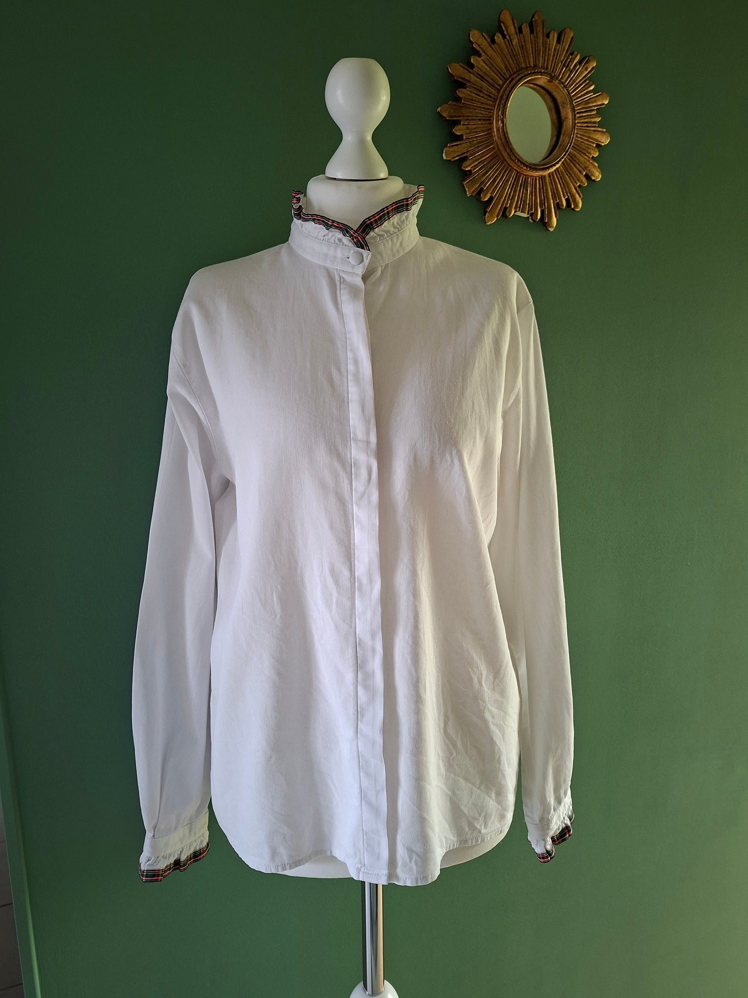 Chemise col volants tartan