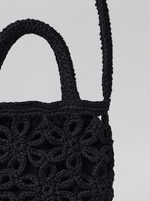 Sac Black Raphia Flower Panier