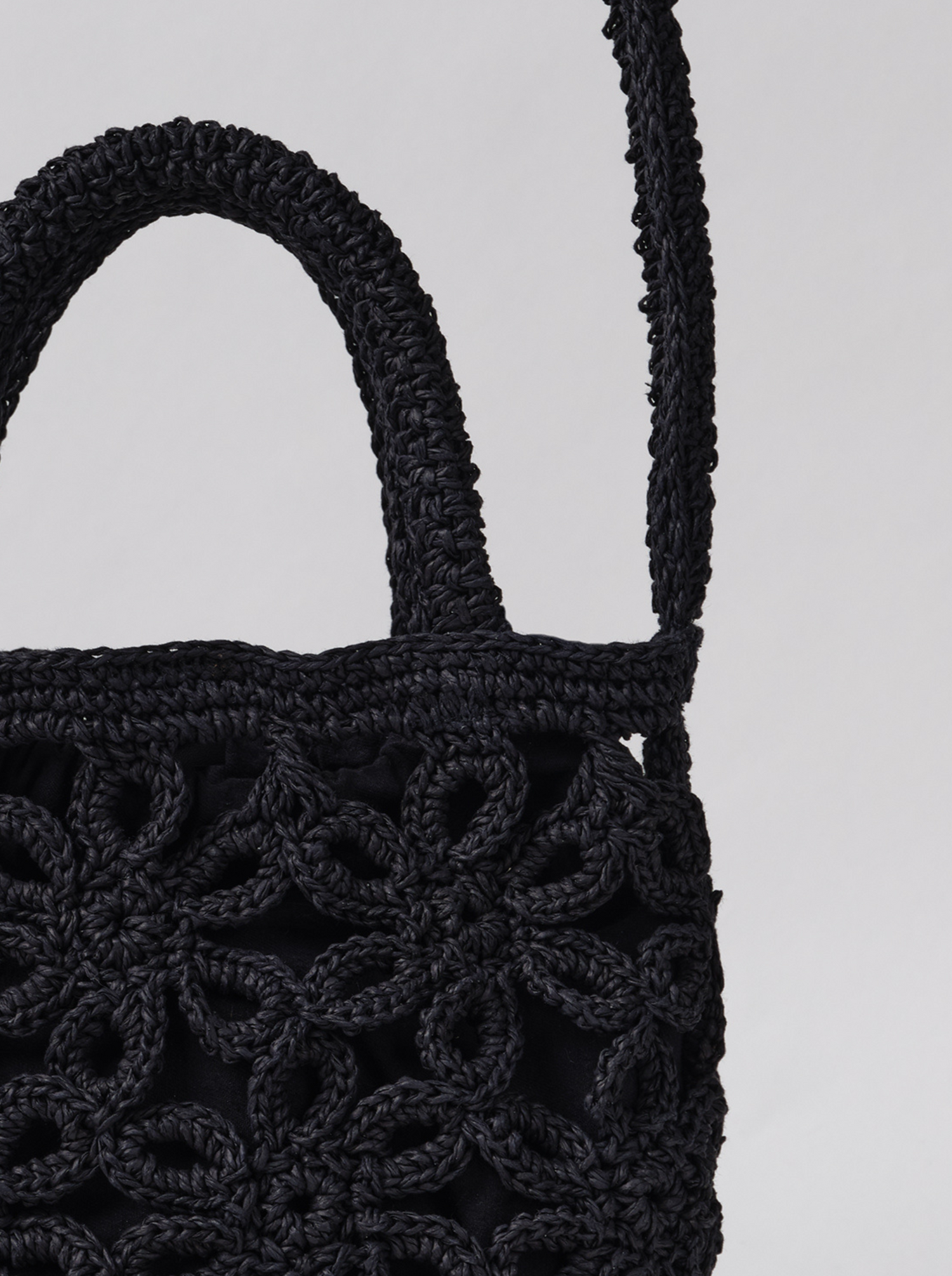 Sac Black Raphia Flower Panier