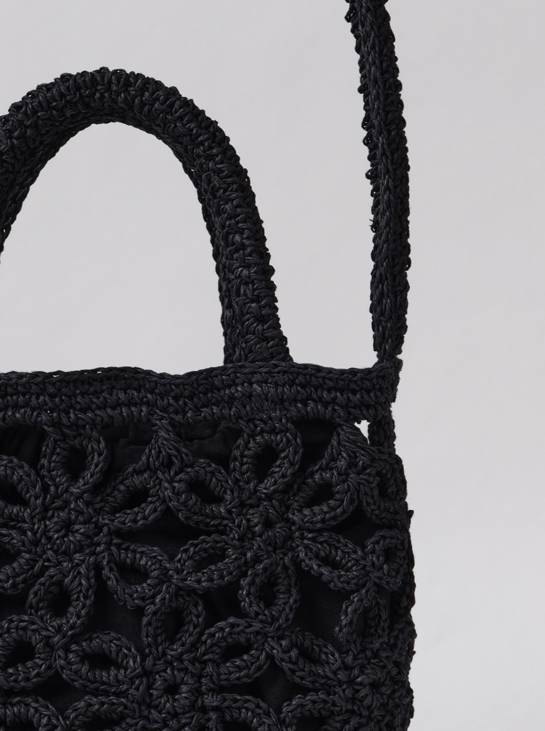 Sac Black Raphia Flower Panier