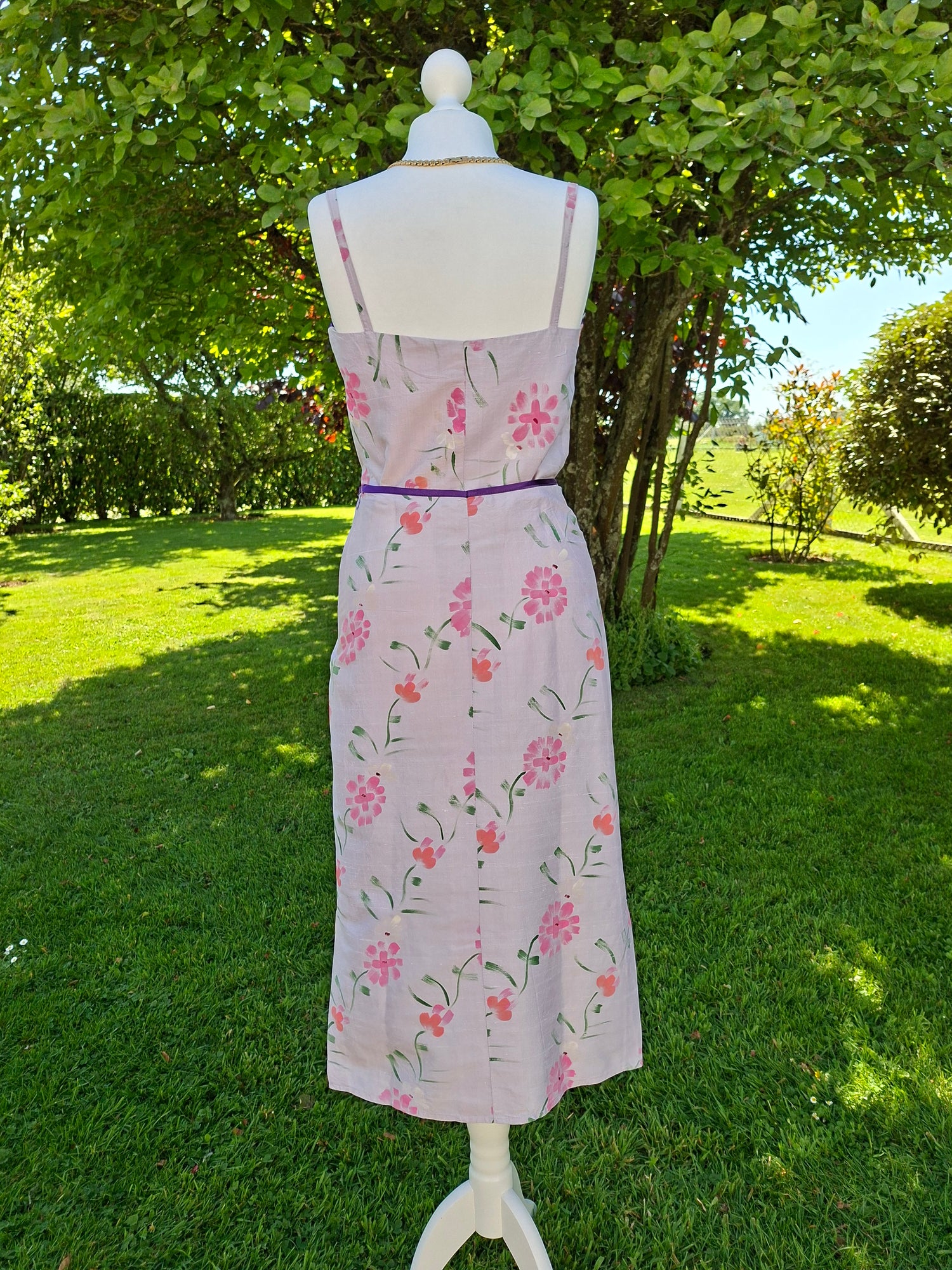 Ensemble jupe caraco en soie à fleurs