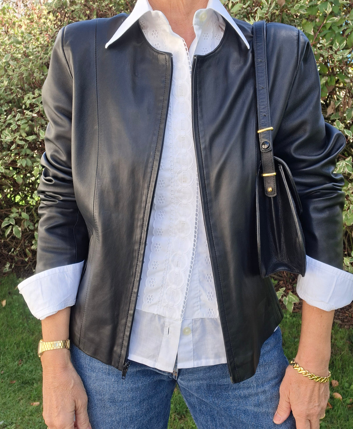 Veste en cuir noir 90's