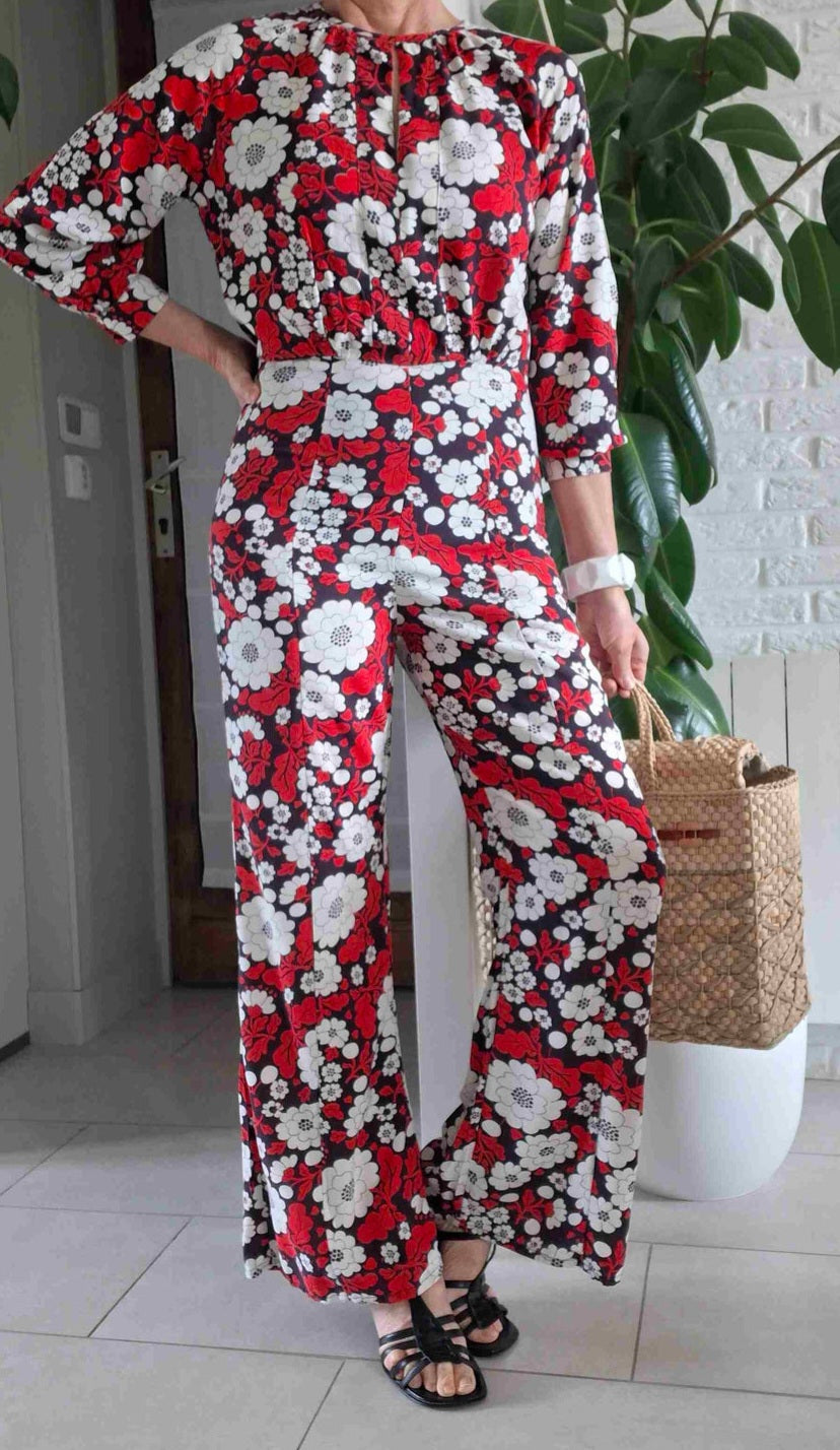 Combinaison flare à fleurs