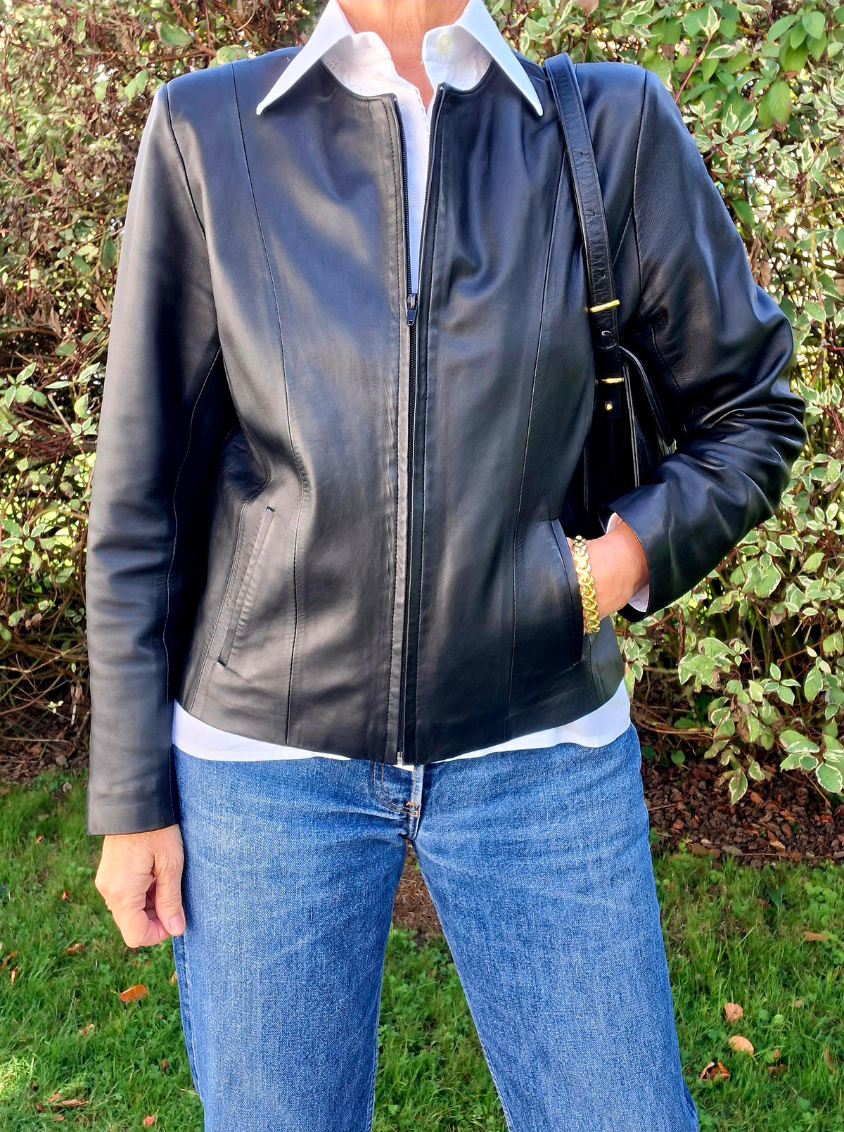 Veste en cuir noir 90's