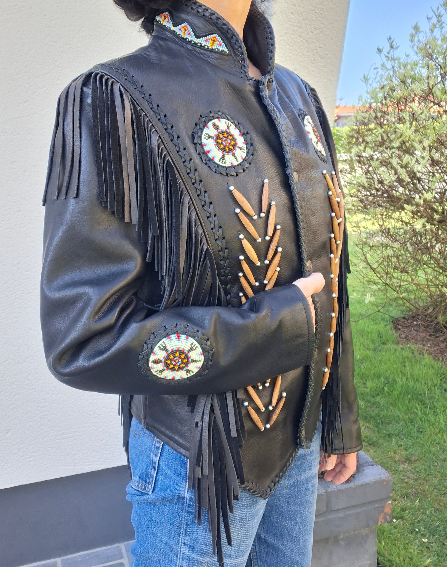 Veste à franges en cuir