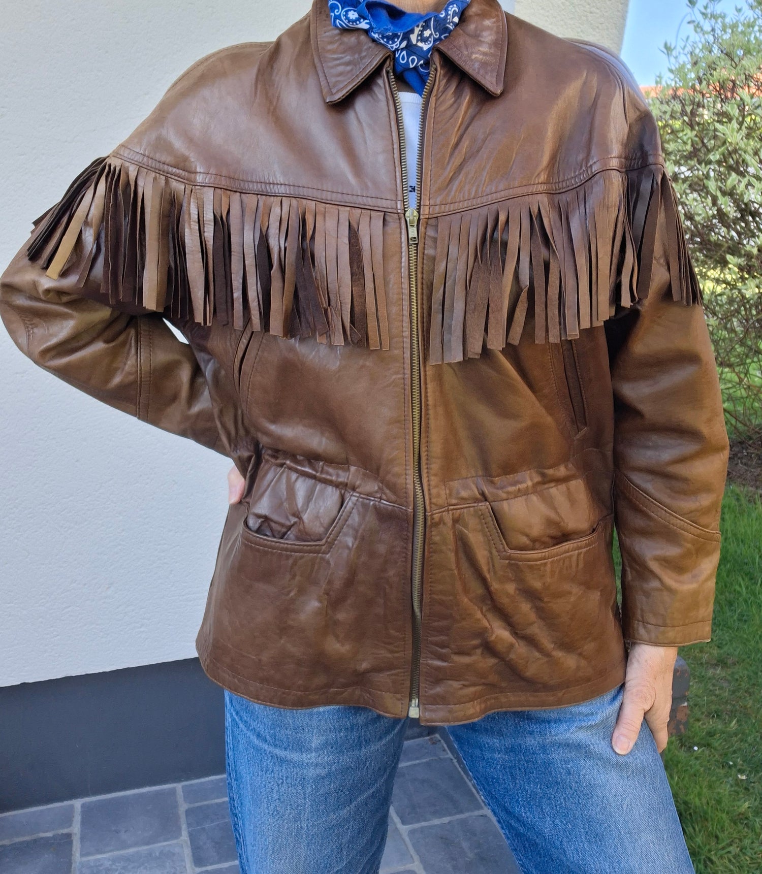 Veste à franges en cuir