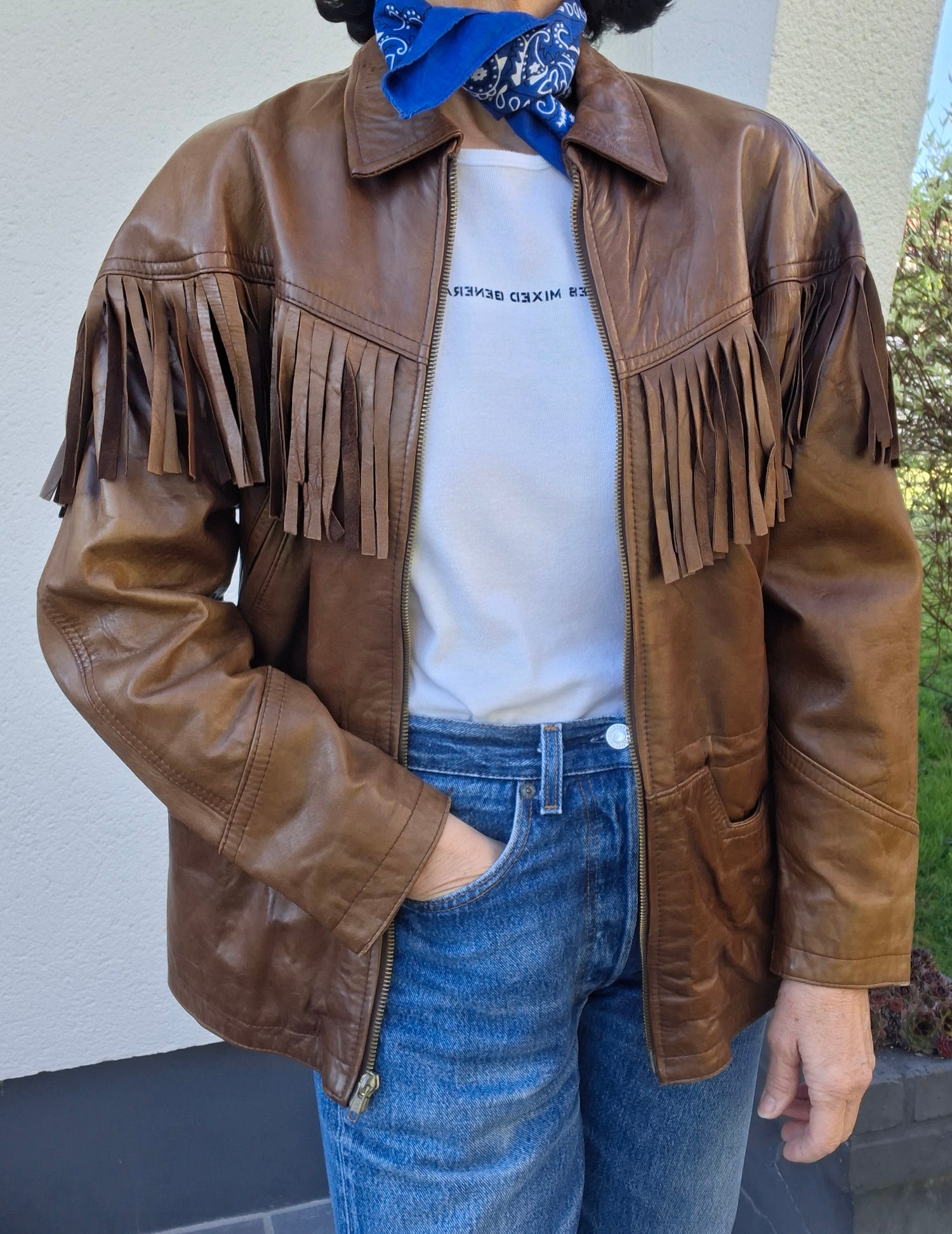 Veste à franges en cuir