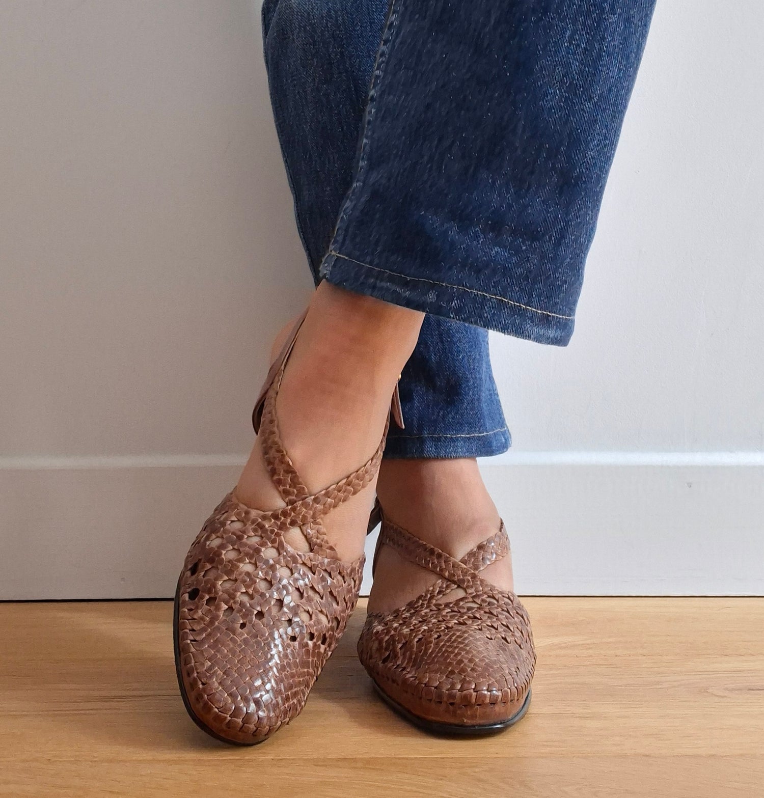 Sandales en cuir tressé