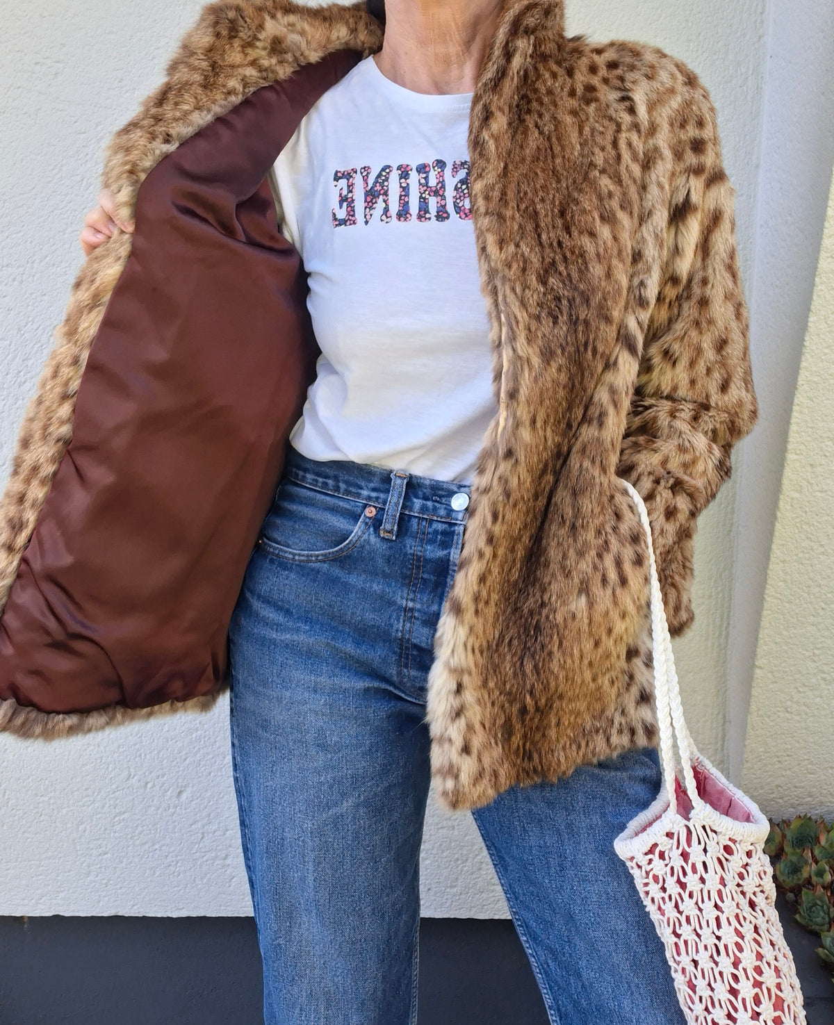 Manteau en fourrure léopard 70's