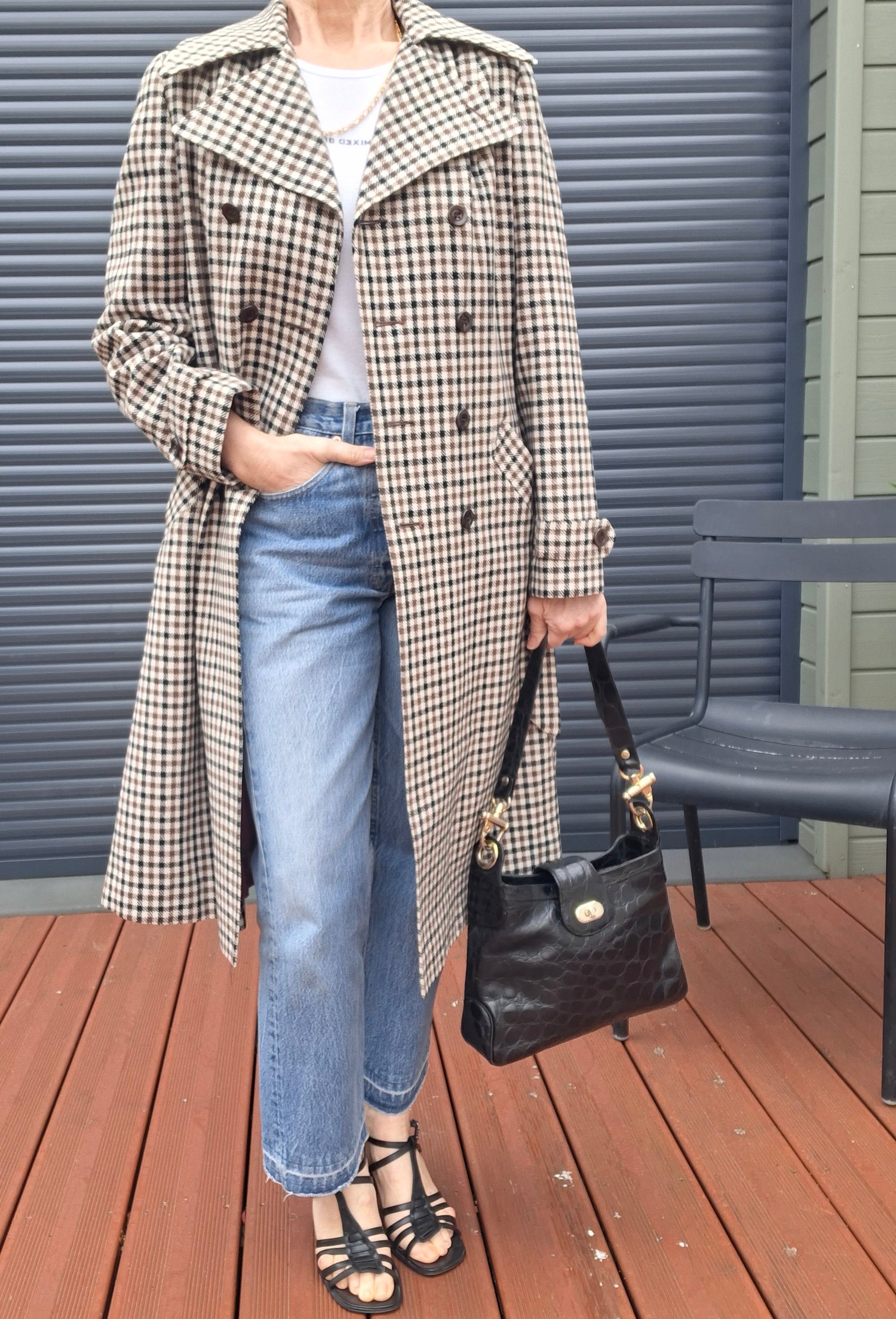 Trench en laine pied de poule