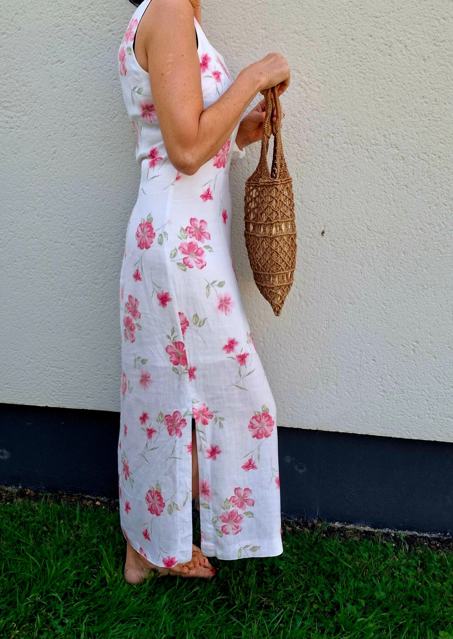 Robe longue à fleurs en lin