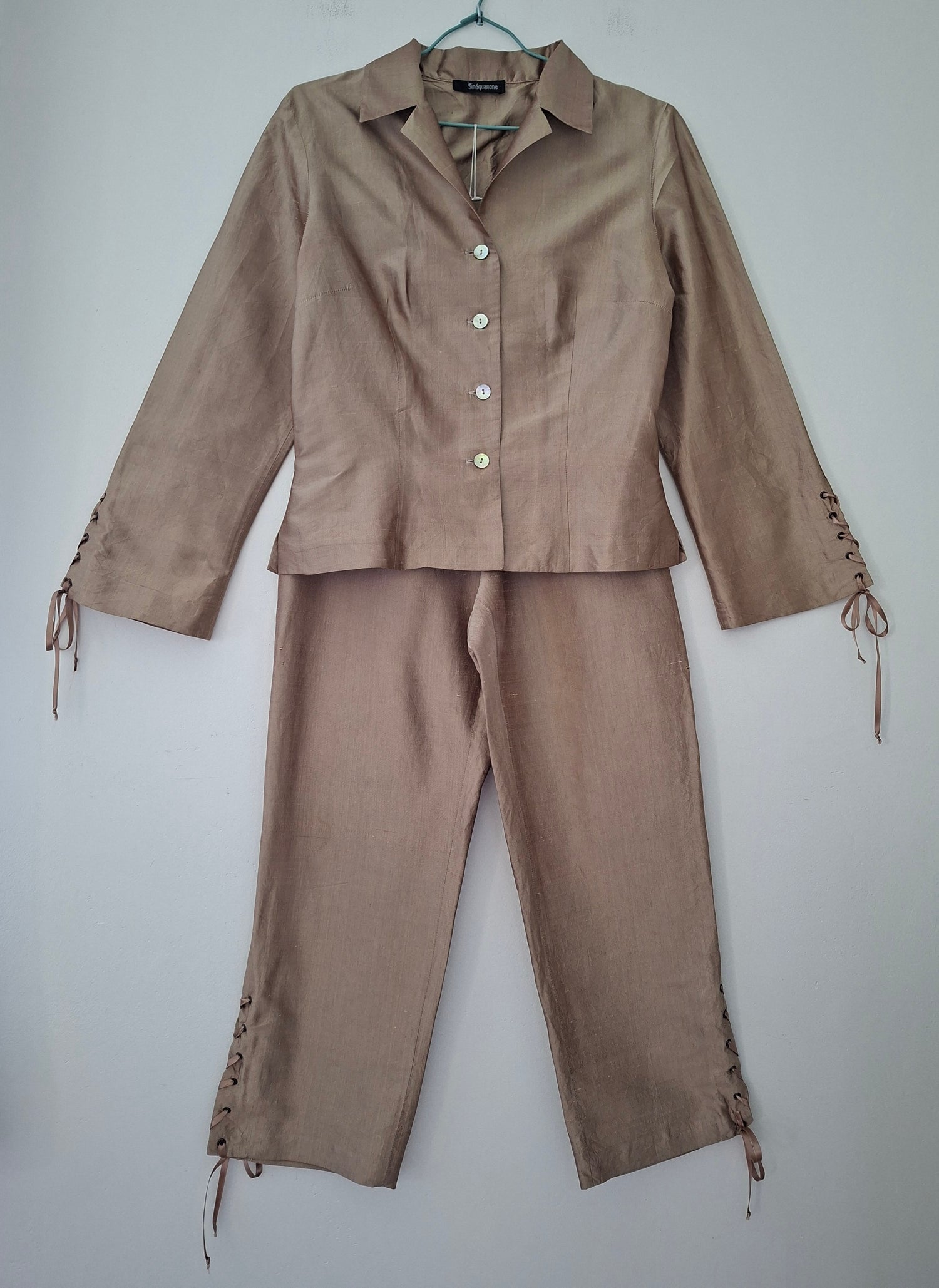 Ensemble capri et veste en soie 90's