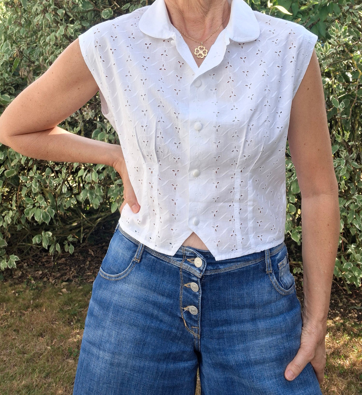 Top broderie Anglaise 70's