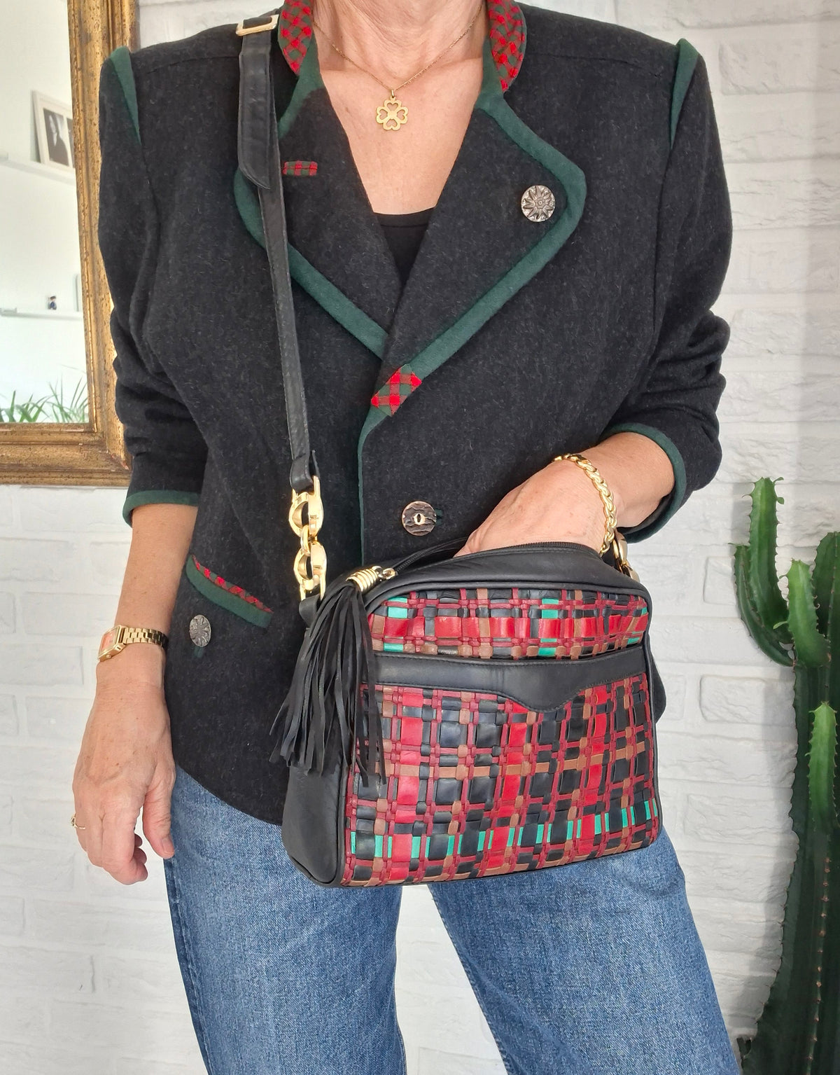 Sac en cuir tressé 90's