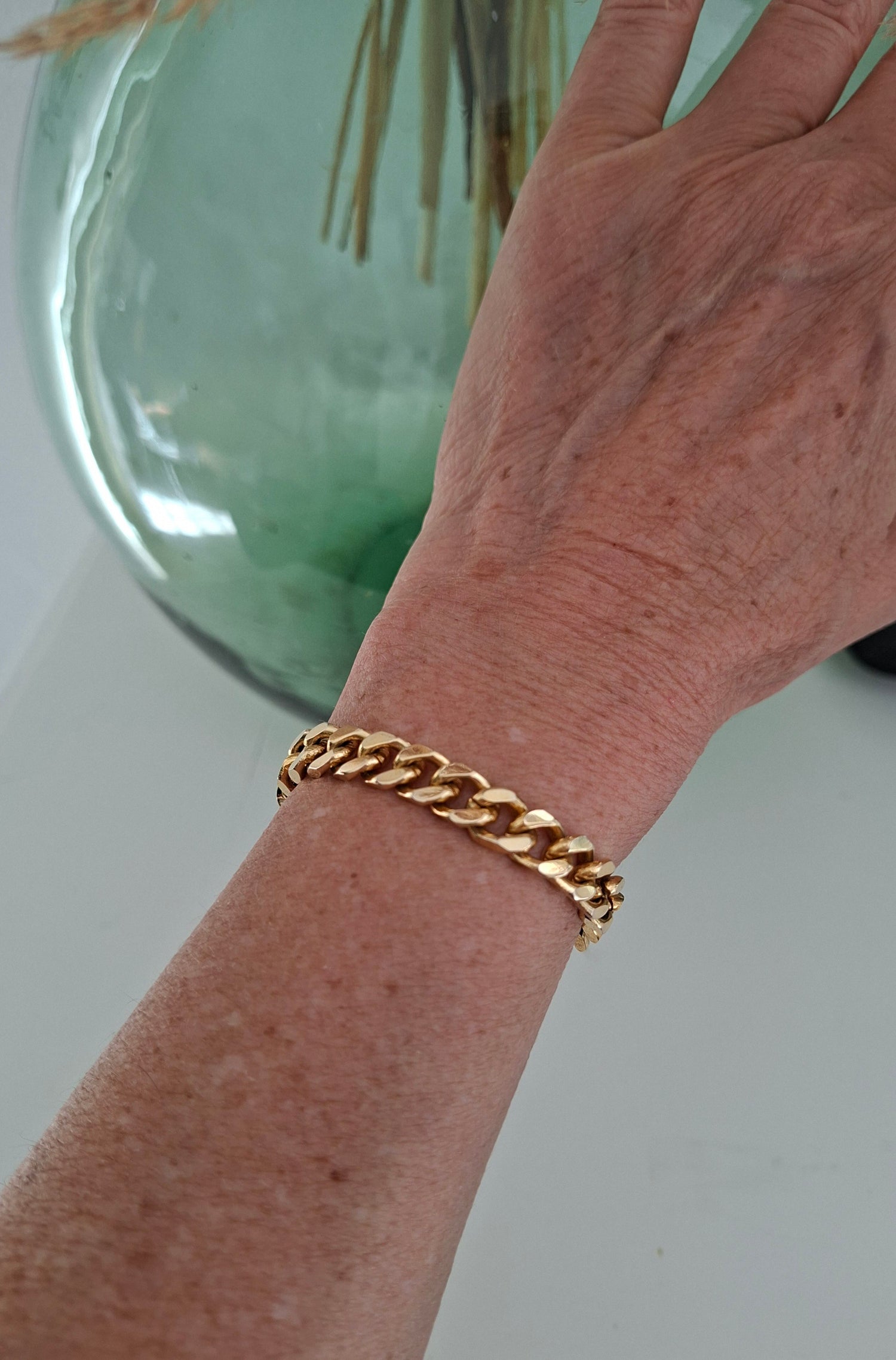 Bracelet gourmette en laiton doré