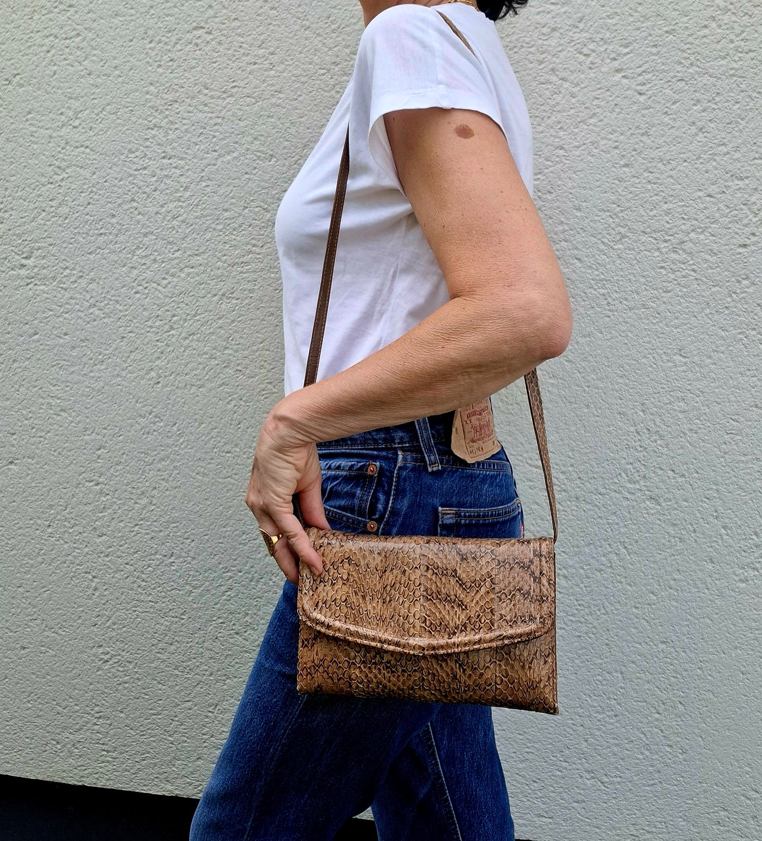 Sac en peptile à bandoulière 70's