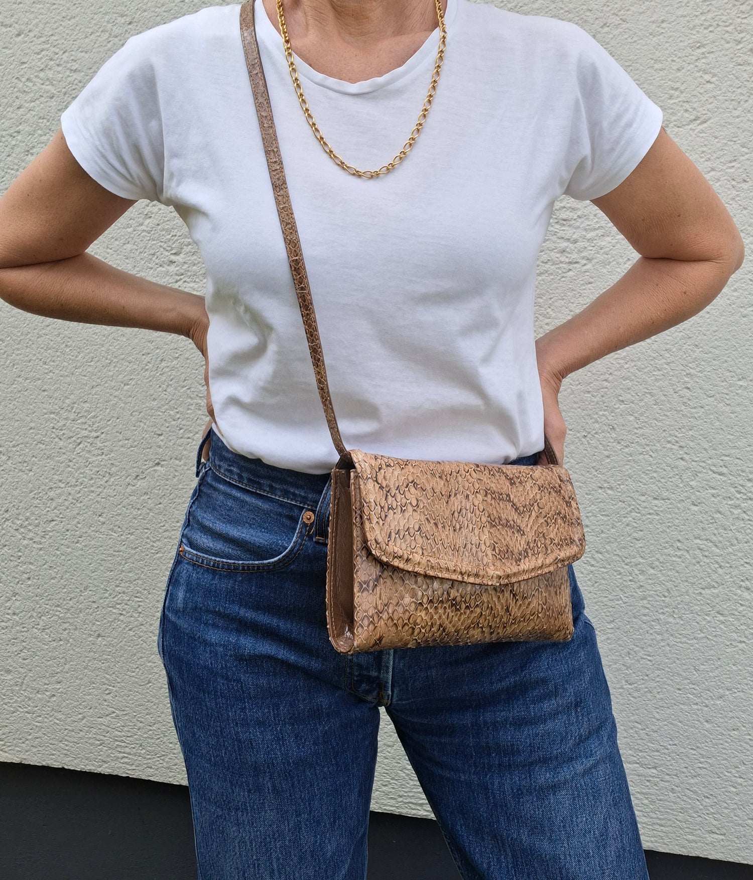 Sac en peptile à bandoulière 70's