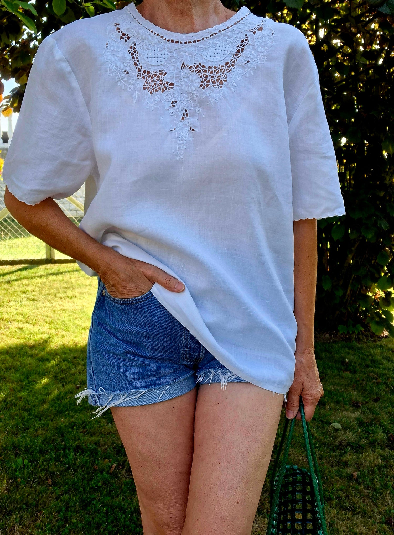 Blouse en lin brodée