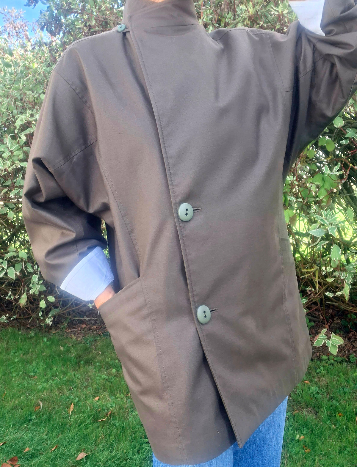 Manteau en toile et laine kaki