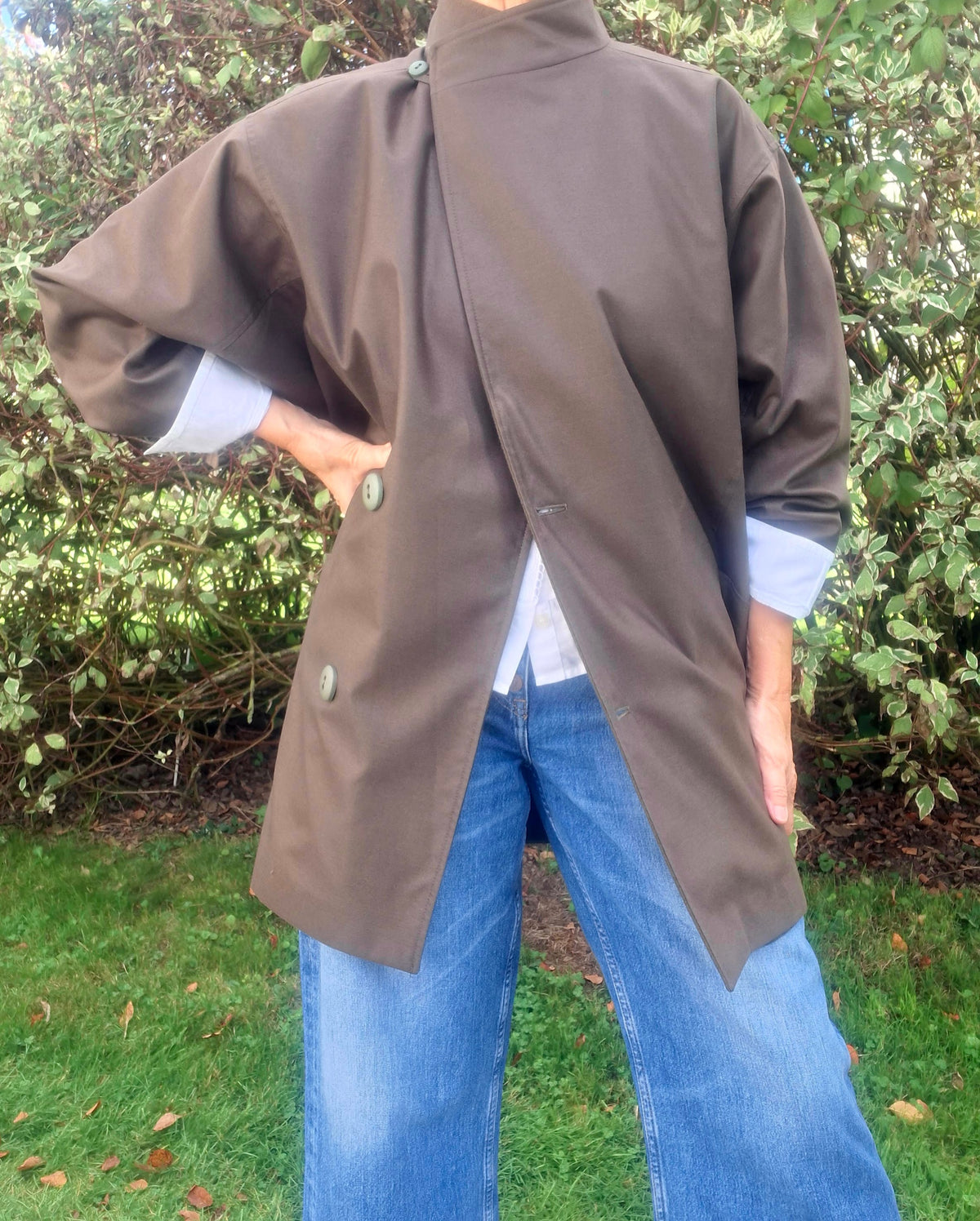Manteau en toile et laine kaki