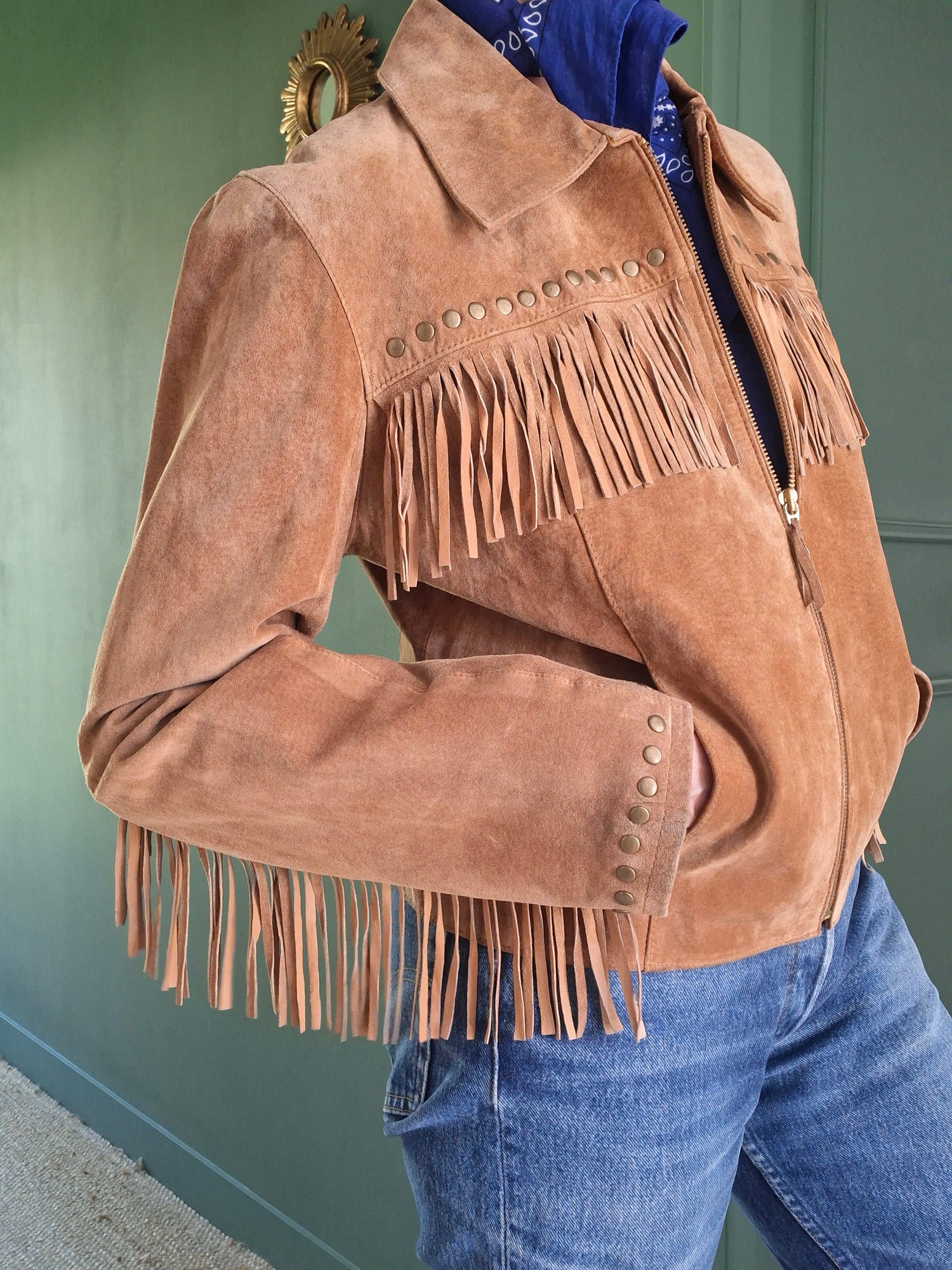 Veste à franges en daim