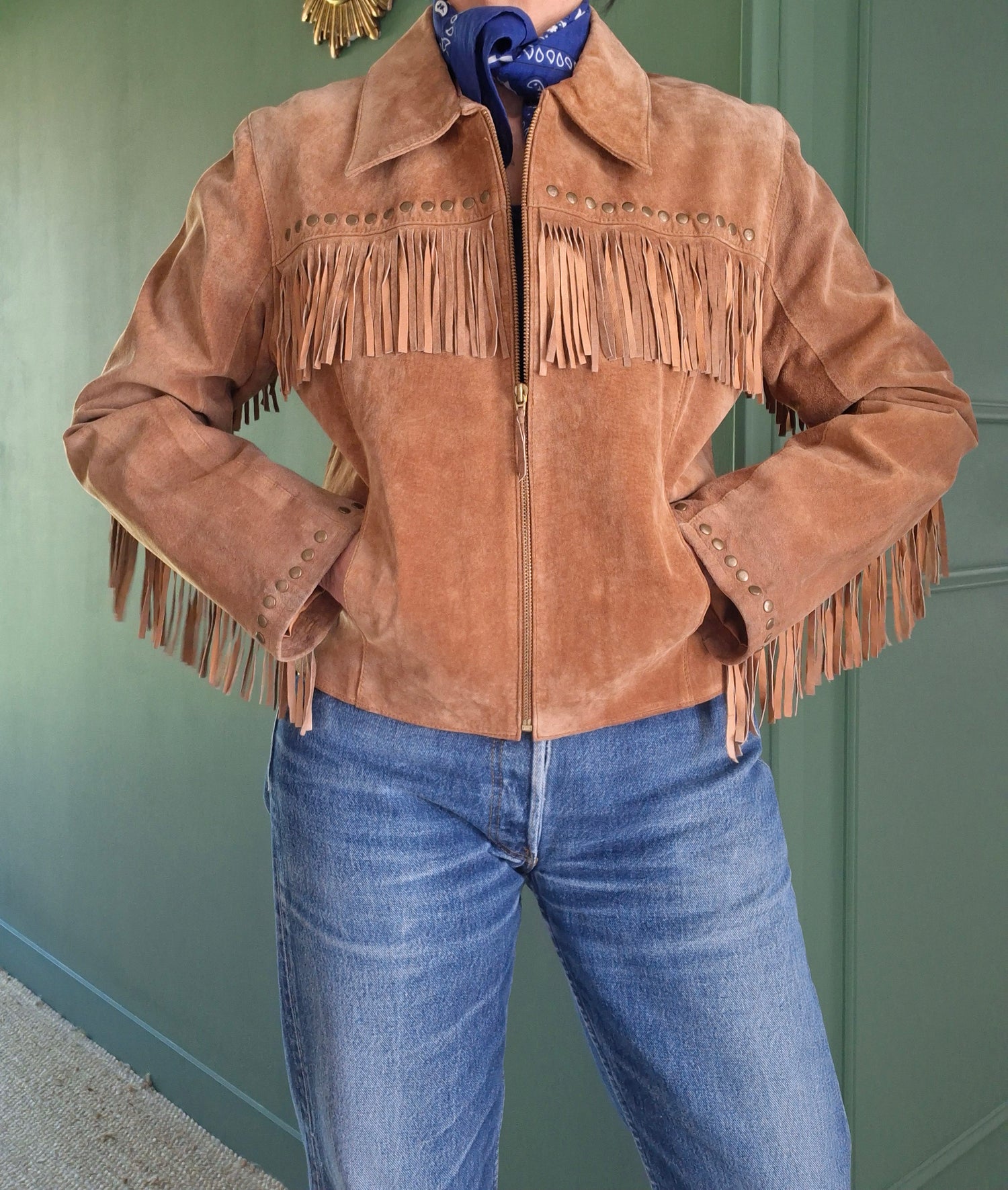 Veste à franges en daim