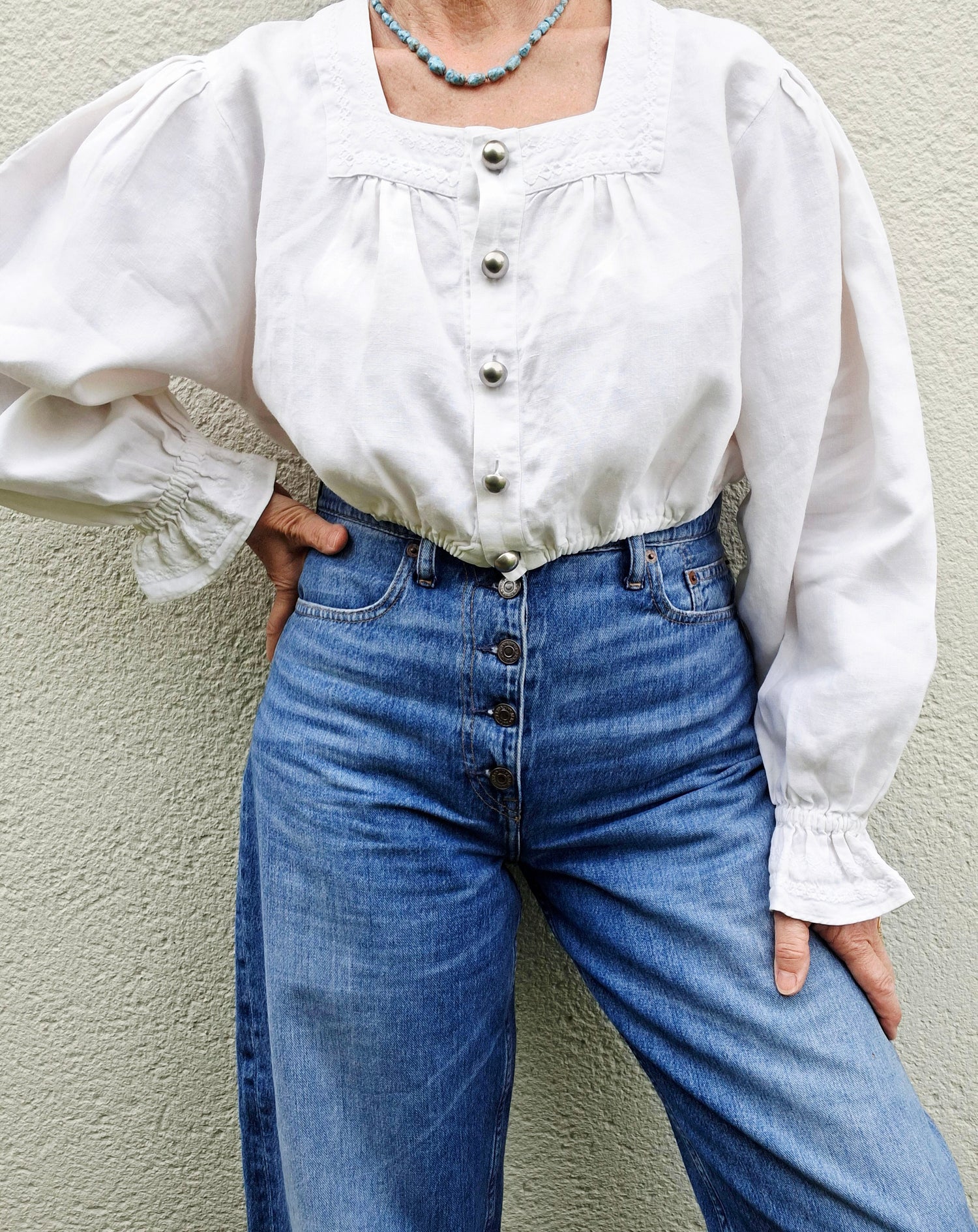 Crop top Autrichien en lin