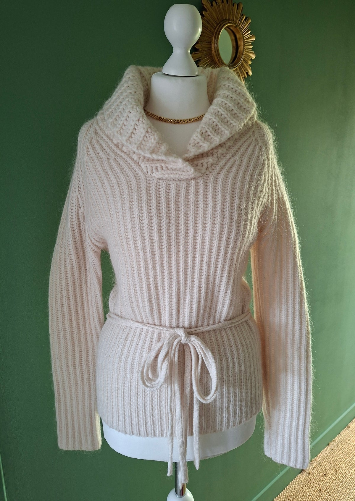 Pull côtelé écru