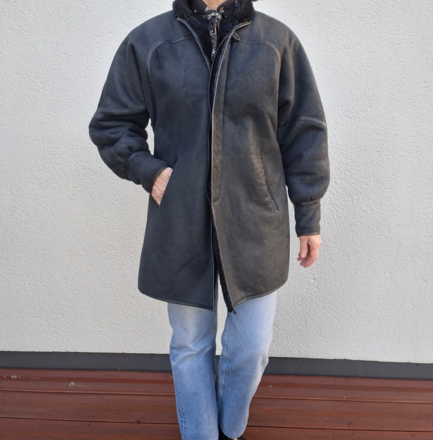 Peau Lainée Cuir Noir Mat