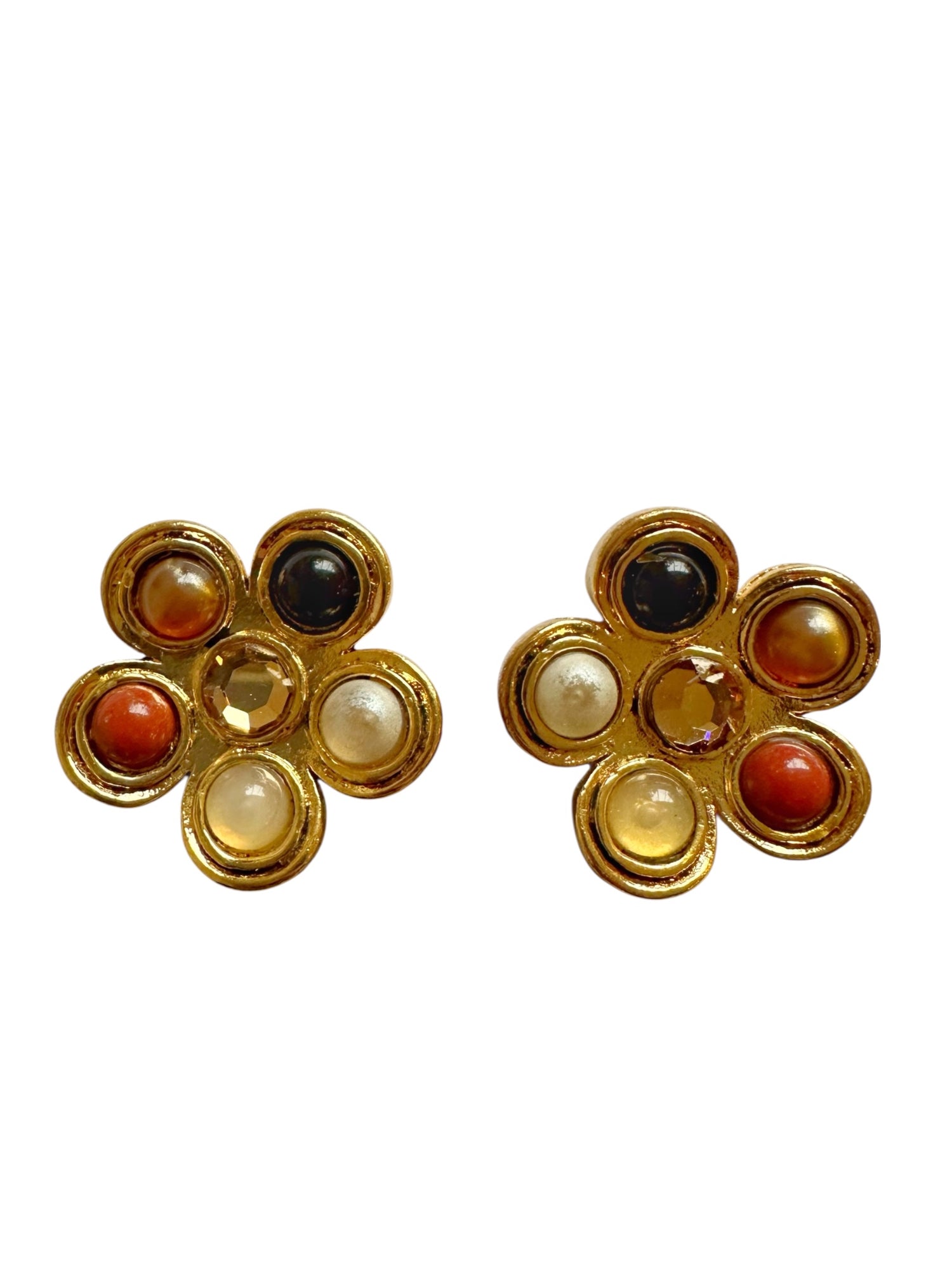 Boucles d'oreilles clips fleurs