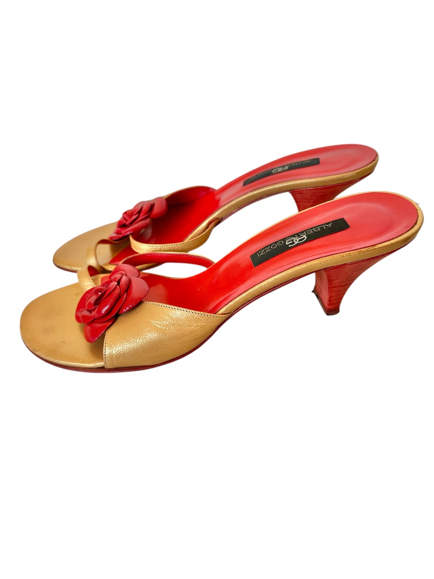 Mules à fleurs en cuir