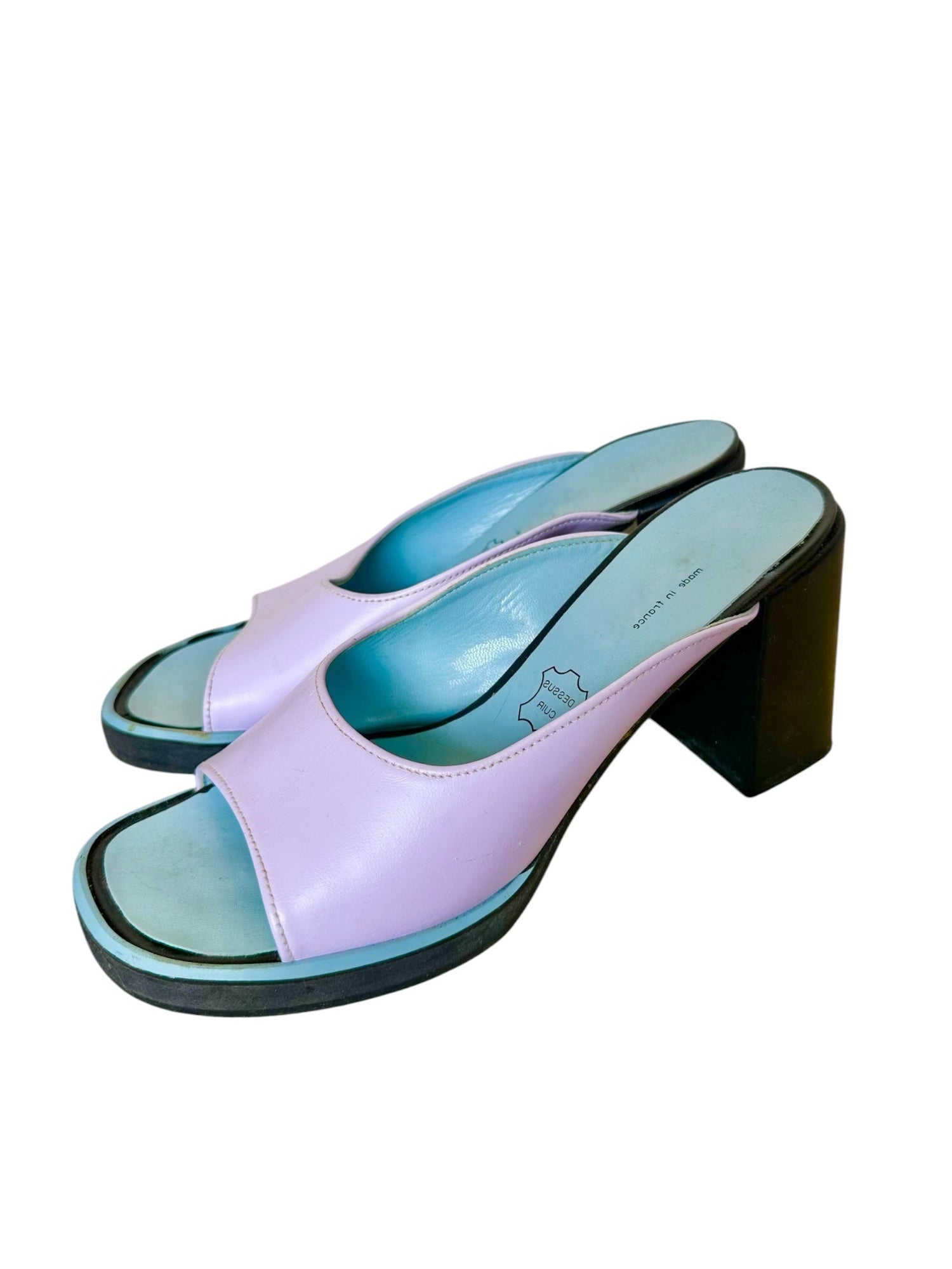 Mules talons en cuir