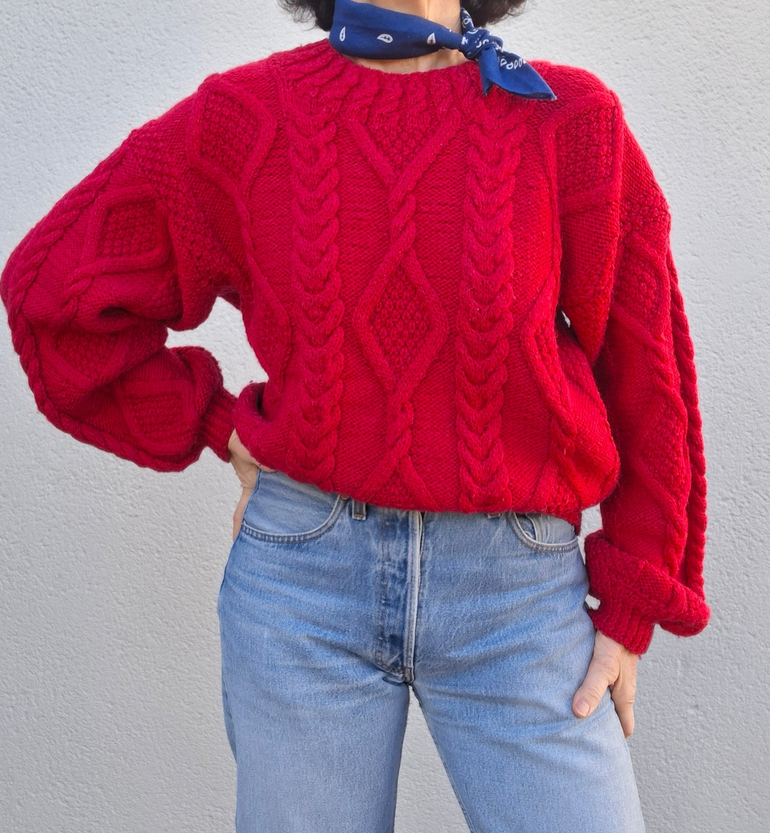 Pull-Over Irlandais Laine Rouge
