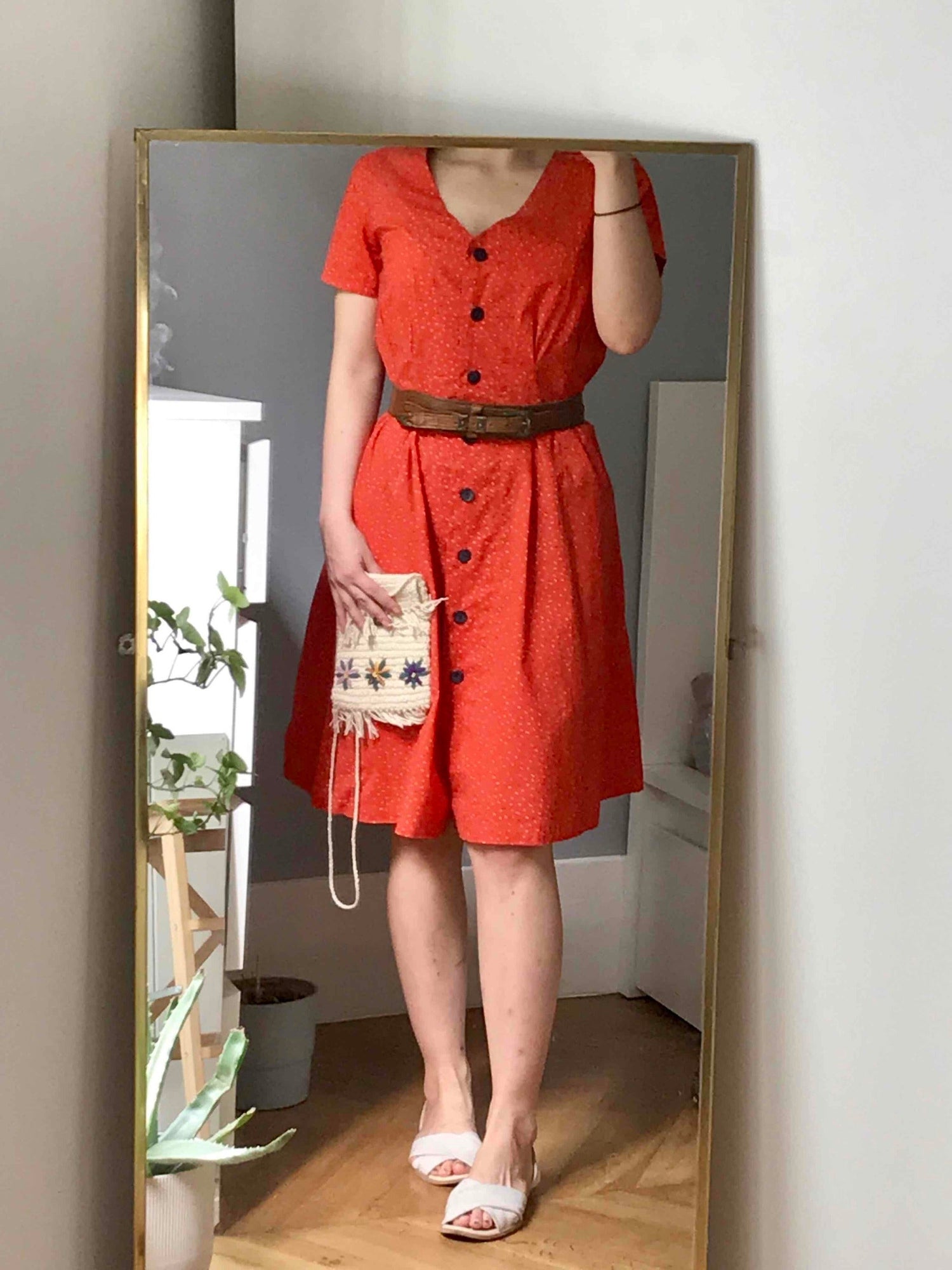 Button-front midi dress