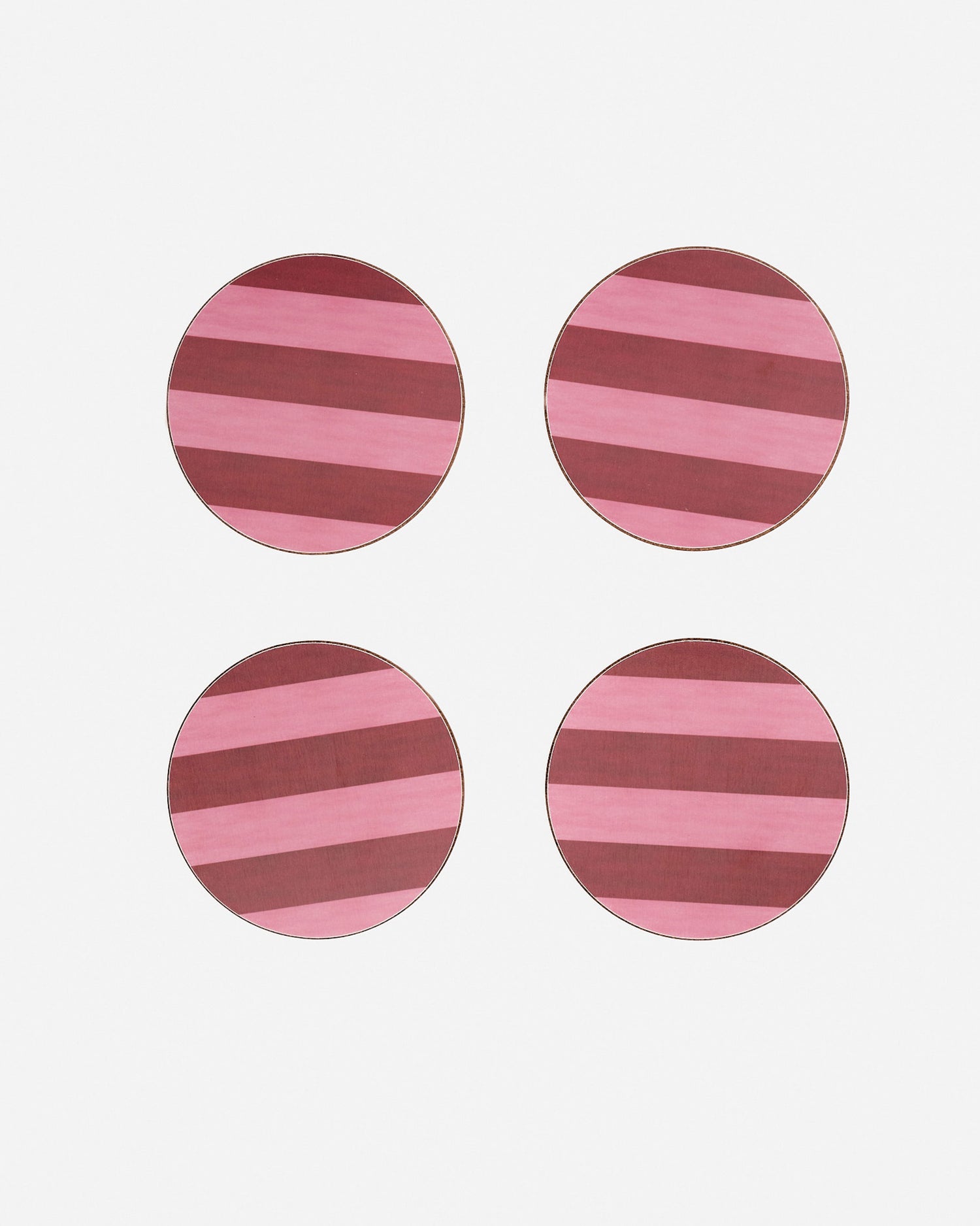 Set of 4 Rouge & Blush Stripe Coasters