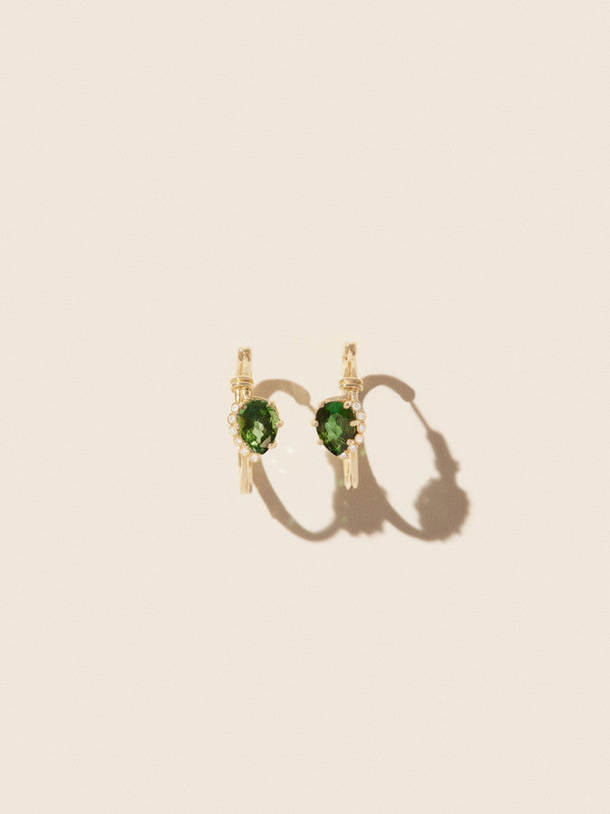 Paire de boucles d'oreilles Sun N°1 tourmaline vert