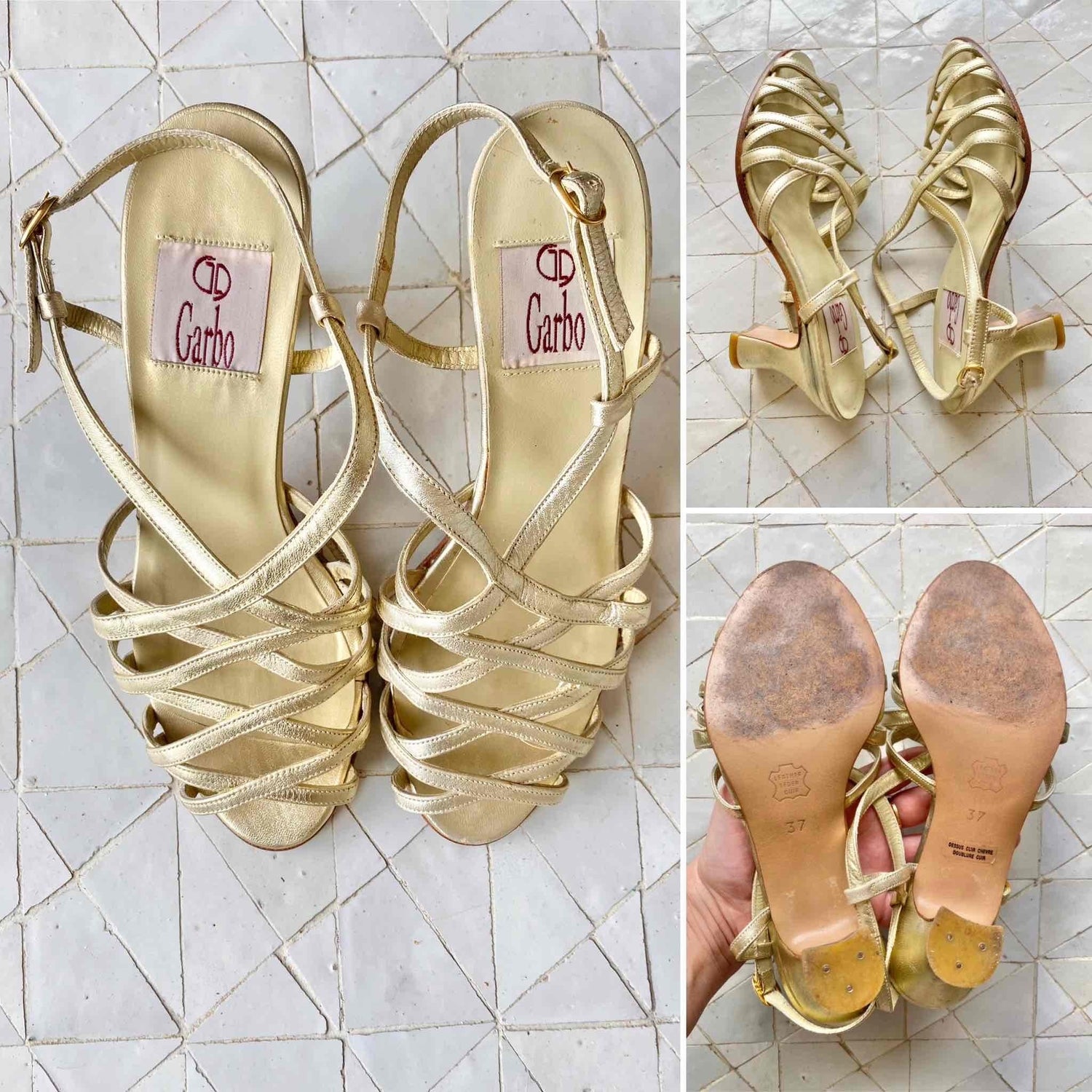 Gold leather sandals