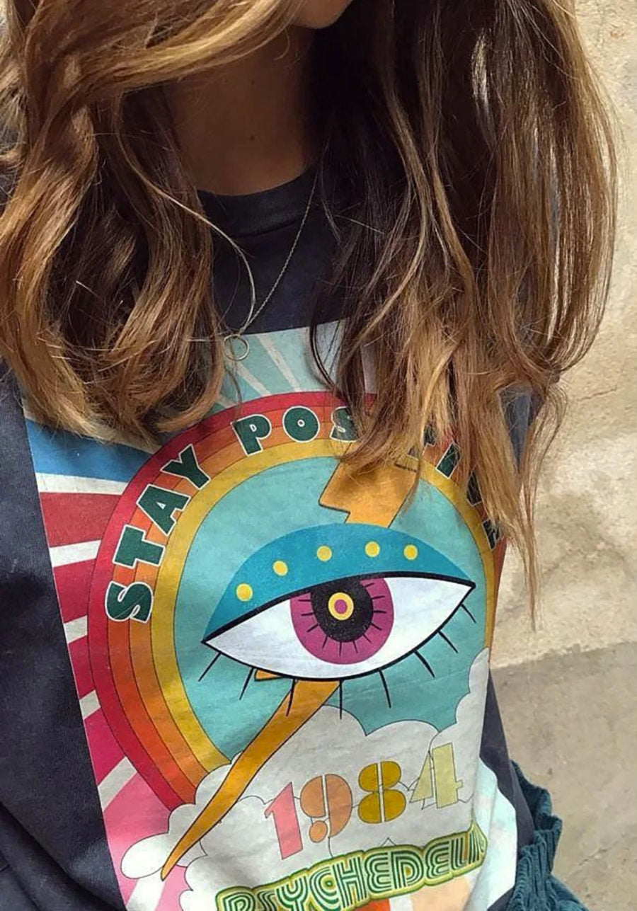 Tshirt Light Grey Délavé Personnalisable Stay Positive