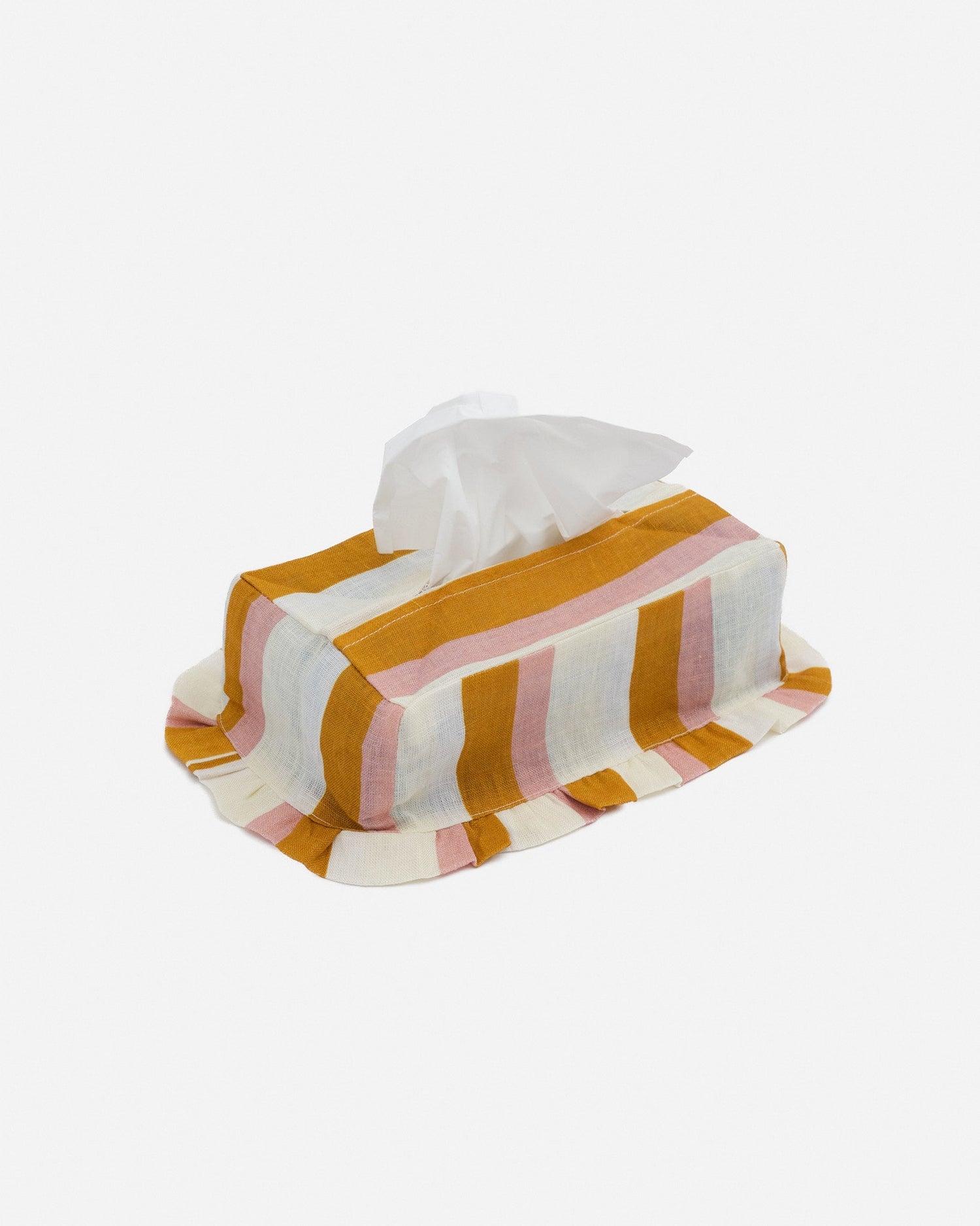 Ochre & Blush Stripe Rectangle Tissue Box Cover