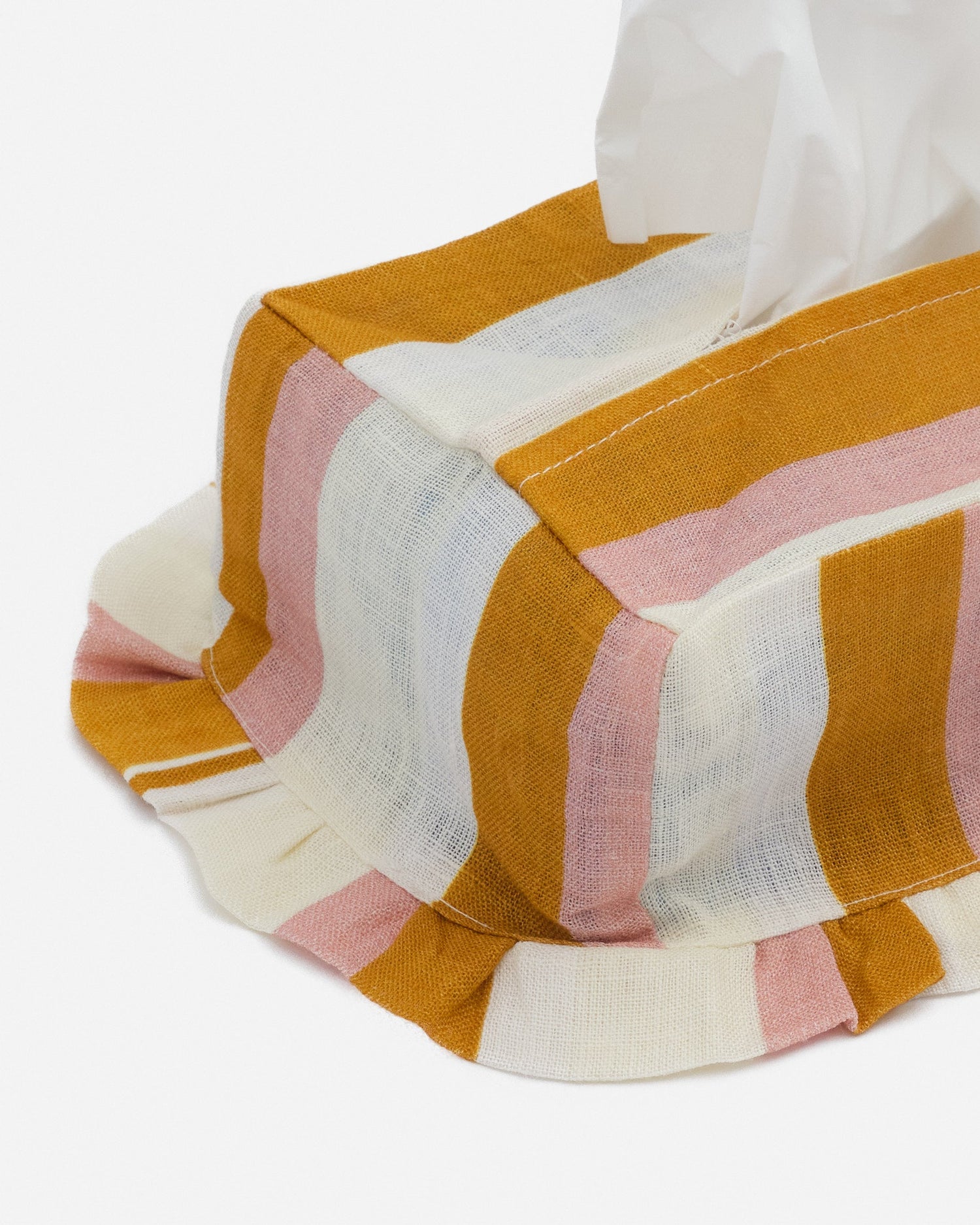 Ochre & Blush Stripe Rectangle Tissue Box Cover