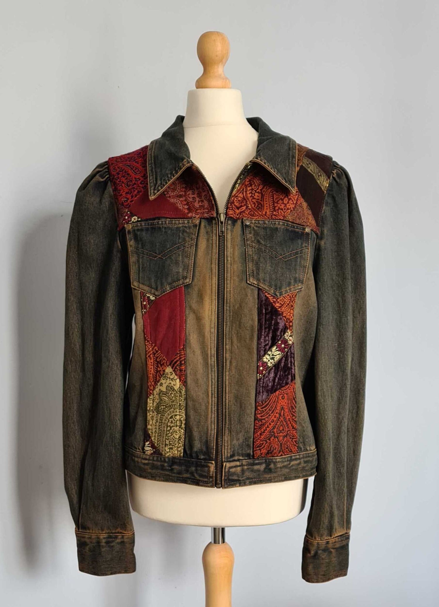 Veste en jean patchwork