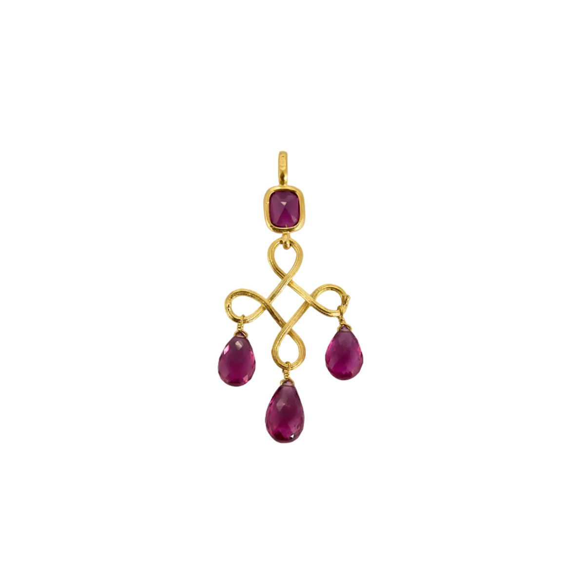 Marie Helene de Taillac - Pendentif girandole en or jaune et tourmaline rose
